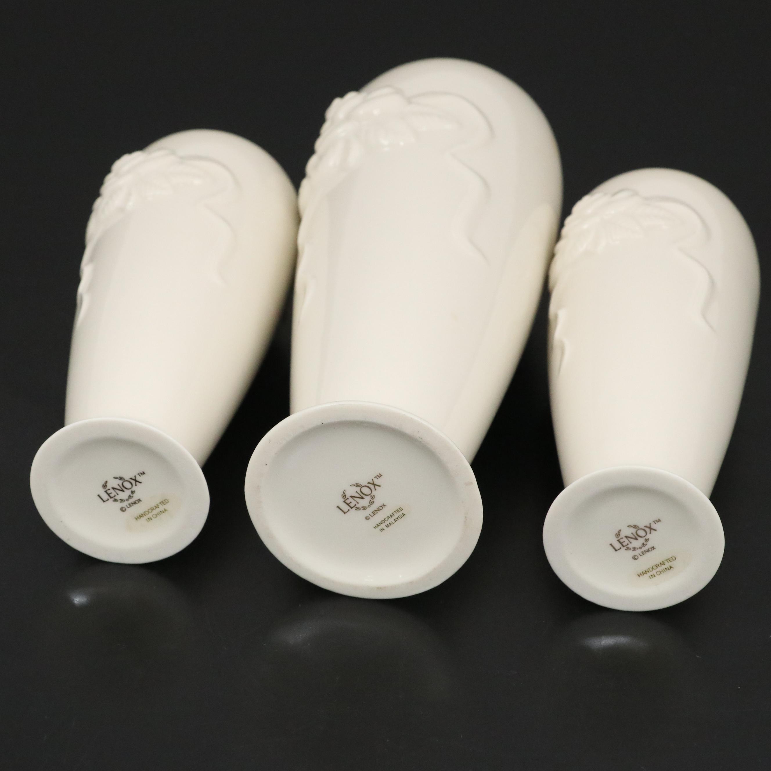 Lenox "Ivory Rose" Porcelain Vase Set with American Heritage Koi Fish Coaster