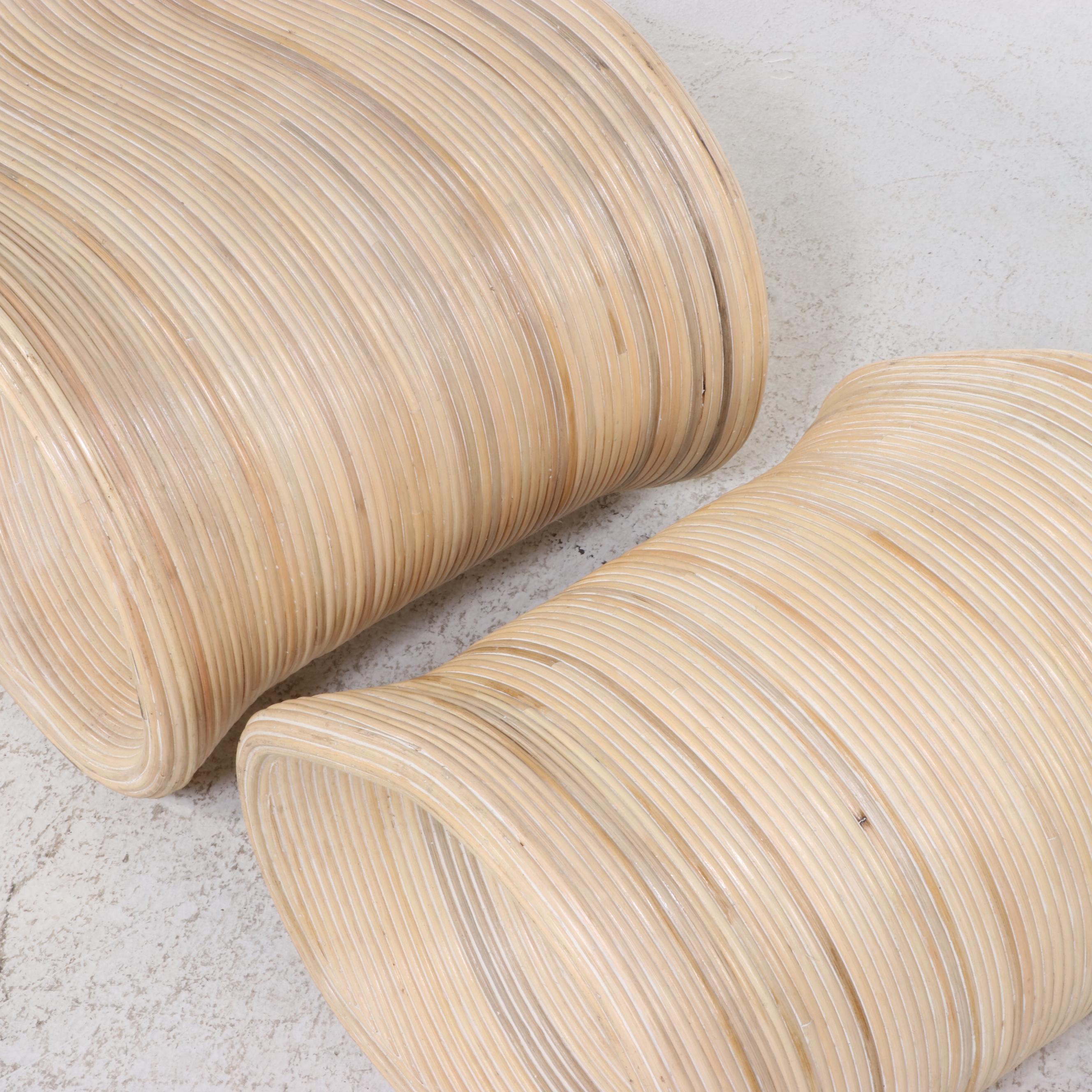 Sculptural Split Reed Lounge Chair and Ottoman in the Manner of Betty Cobonpue