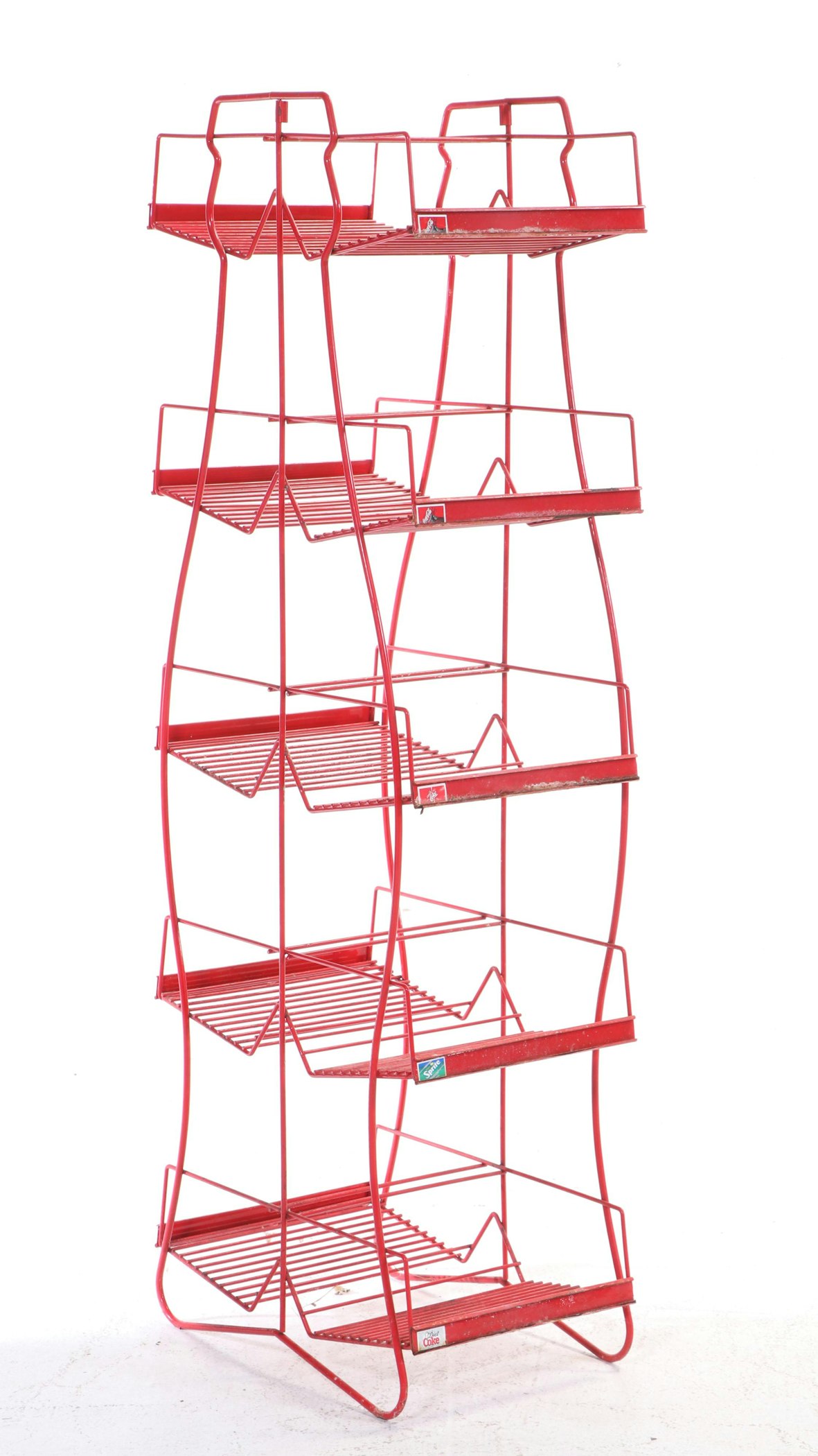 Two Coca-Cola Red Powder-Coated Wirework Retail Display Racks | EBTH