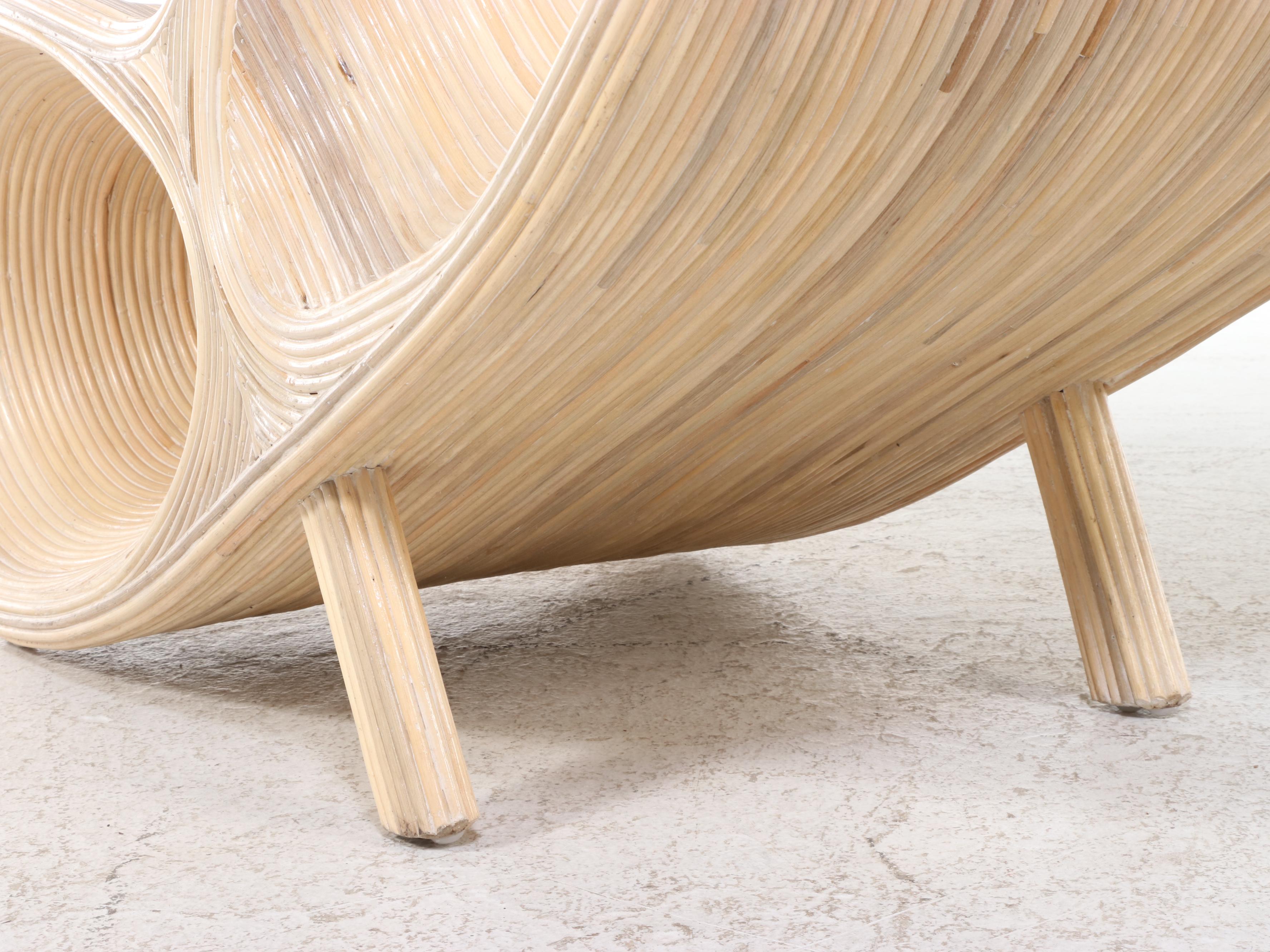 Sculptural Split Reed Lounge Chair and Ottoman in the Manner of Betty Cobonpue