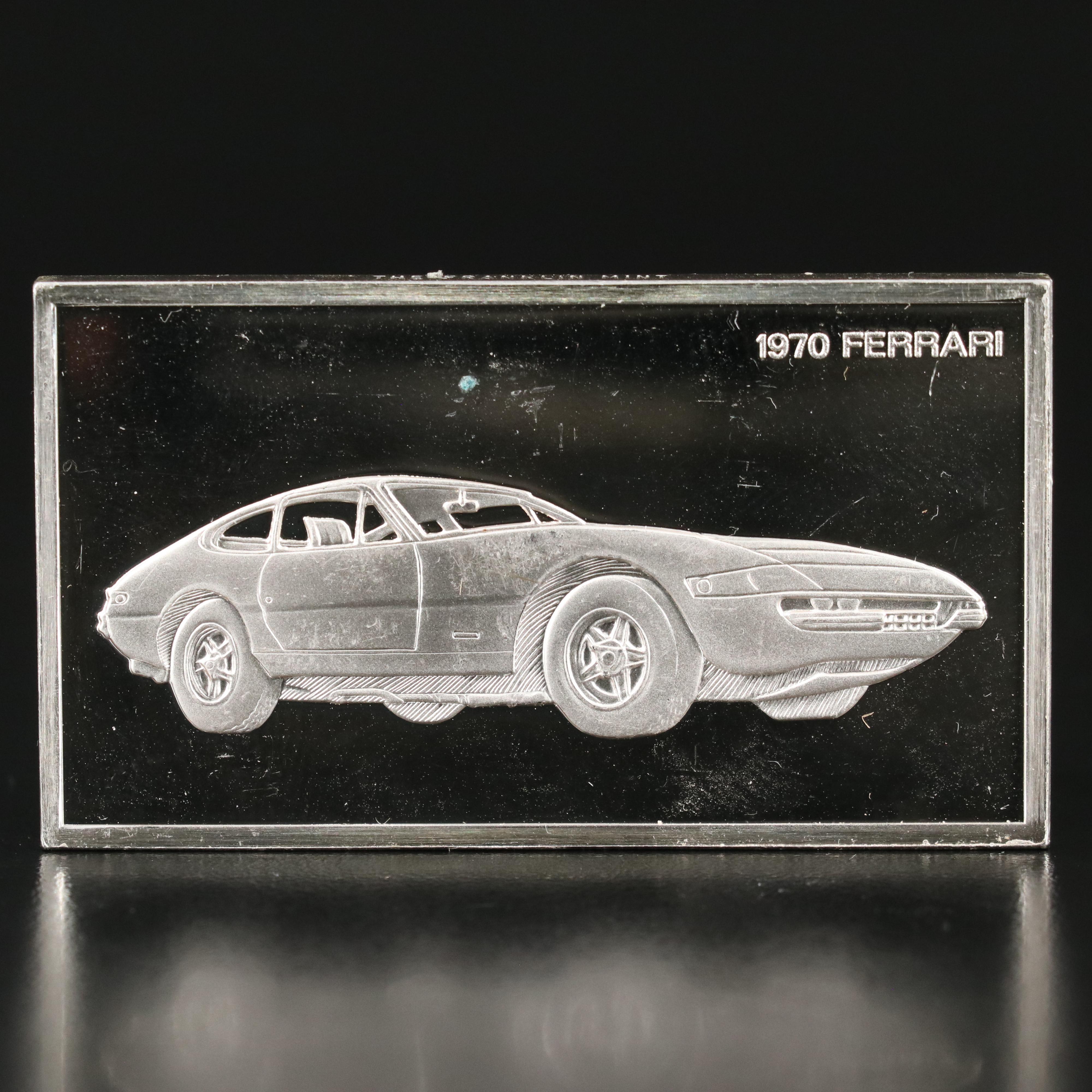 Five Franklin Mint Sterling Silver Bars Depicting Famous Cars