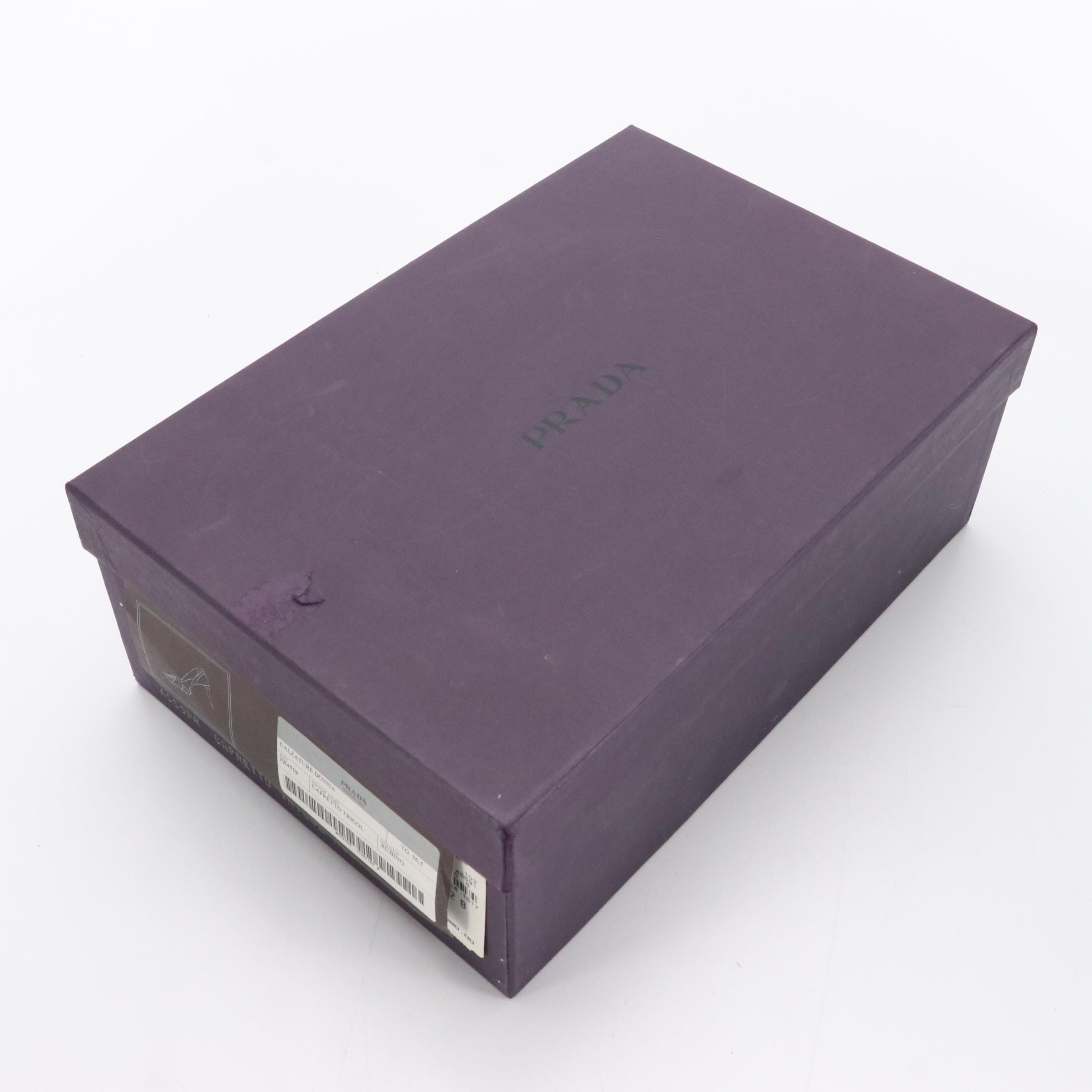 Prada Tricolor Leather Square-Toe Pumps in Box