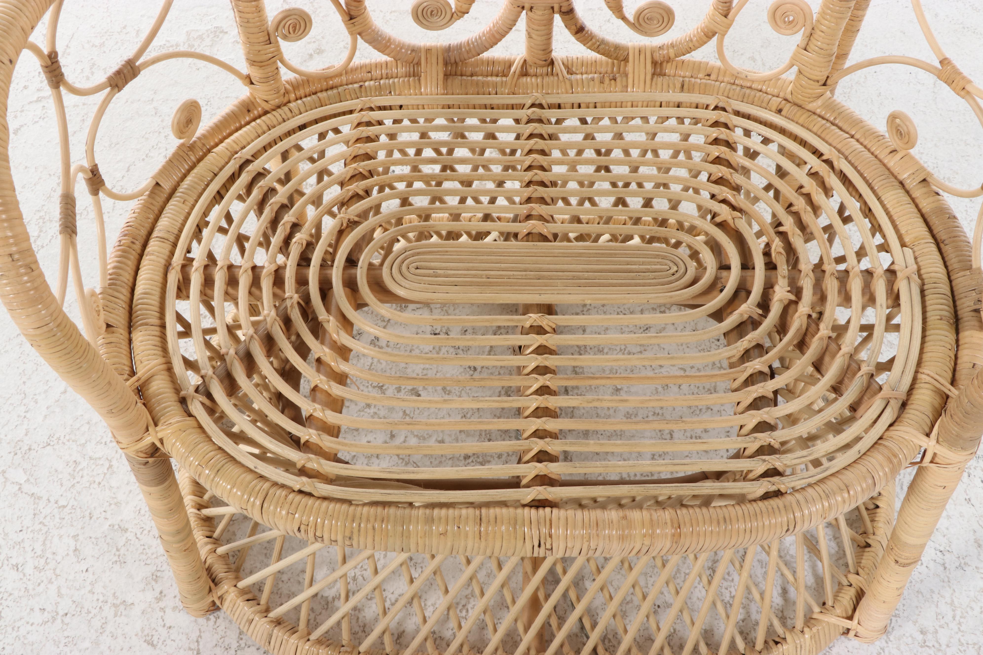 Hand-Crafted "Lollipop" Wicker and Rattan Armchair