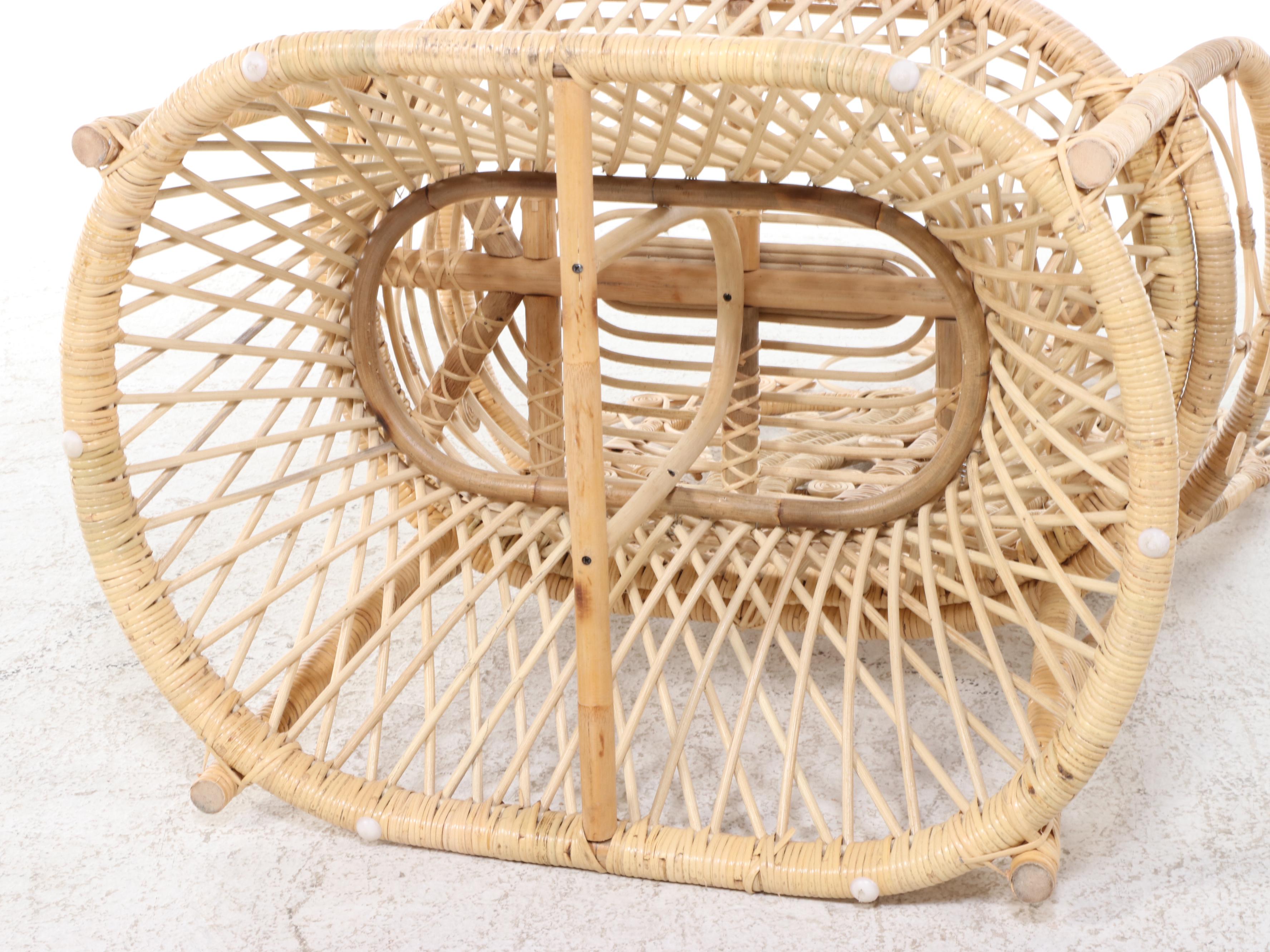 Hand-Crafted "Lollipop" Wicker and Rattan Armchair