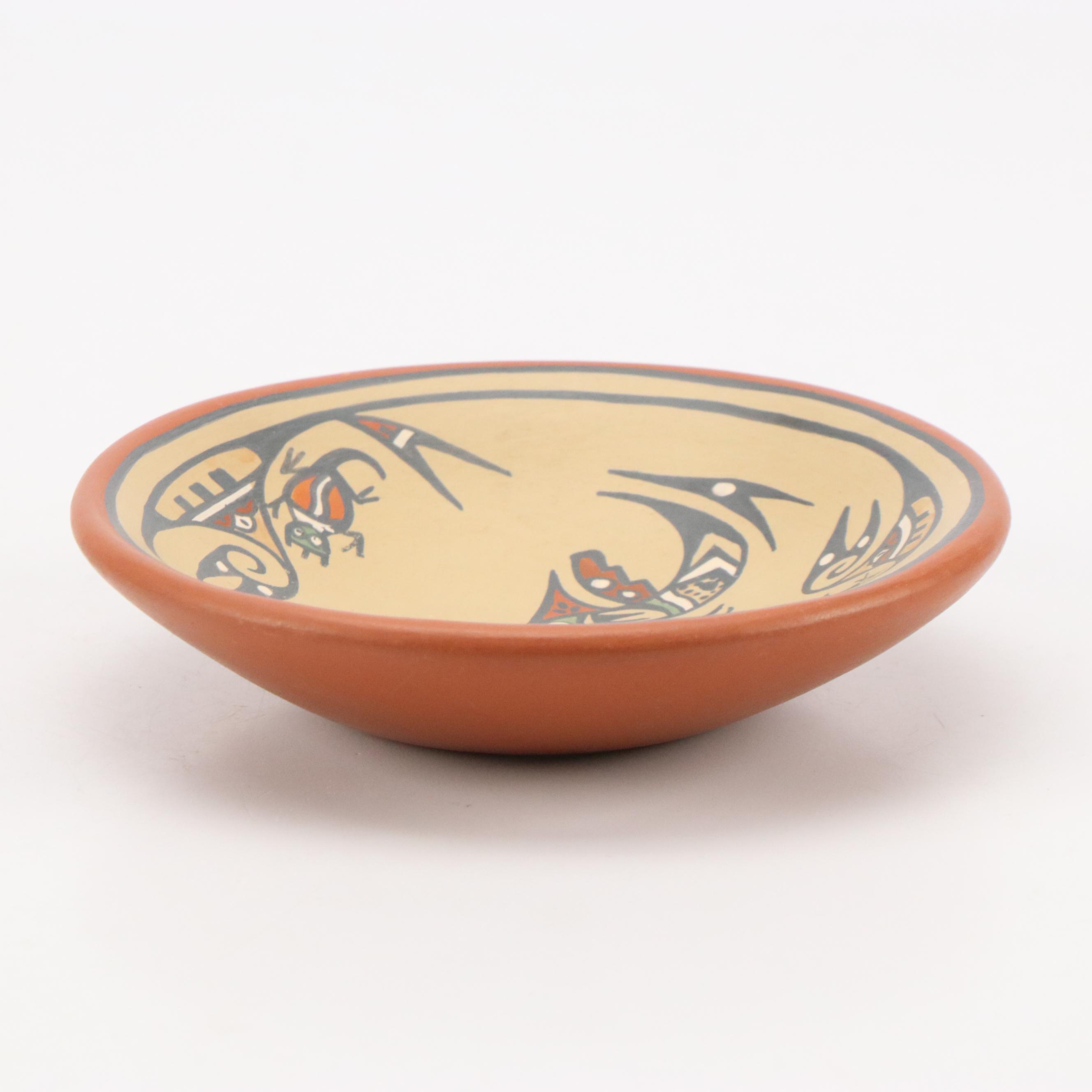 Margaret & Luther Gutierrez Santa Clara Pueblo Hand-Painted Pottery Dish