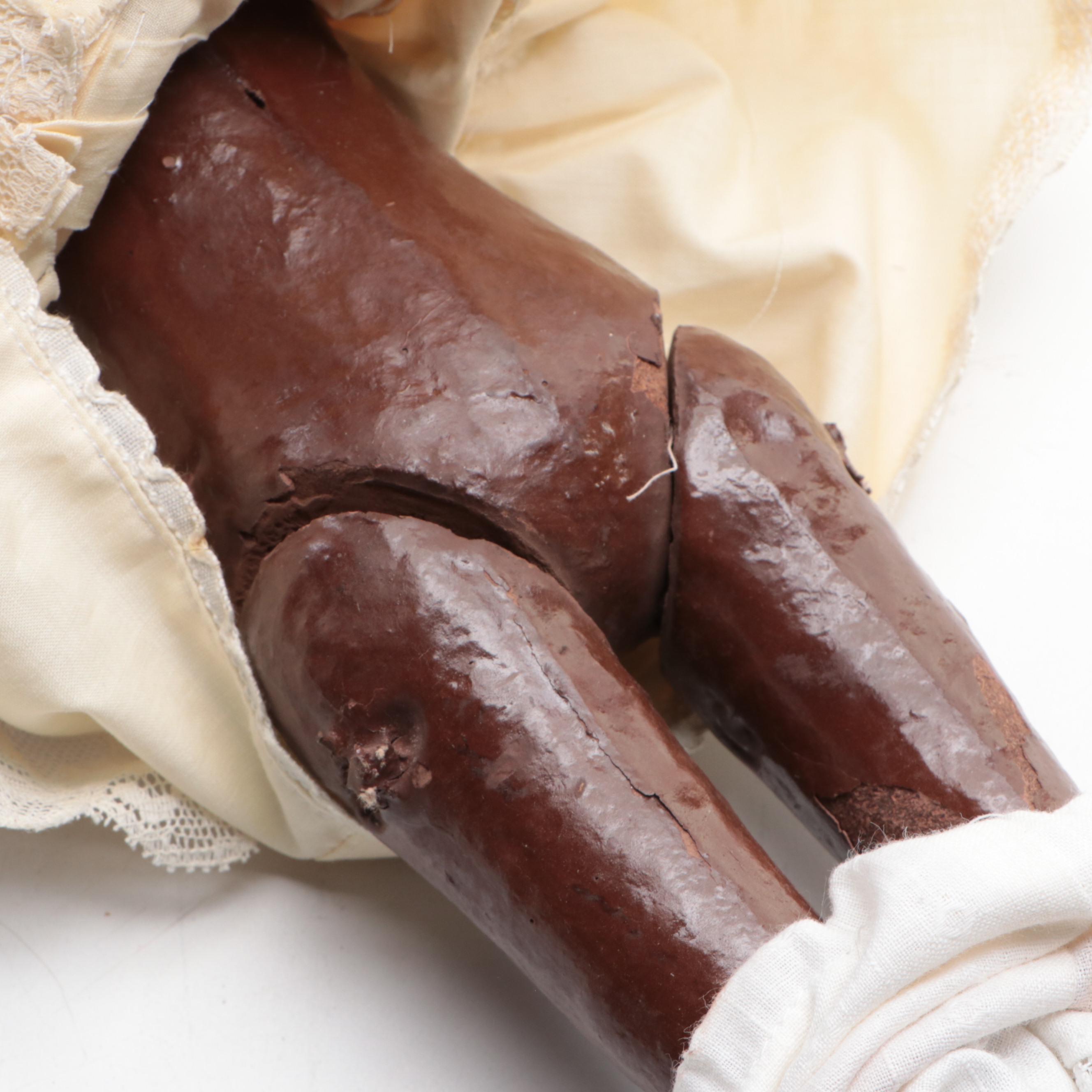 German Open Mouth Black Bisque Child Doll with Composition Body