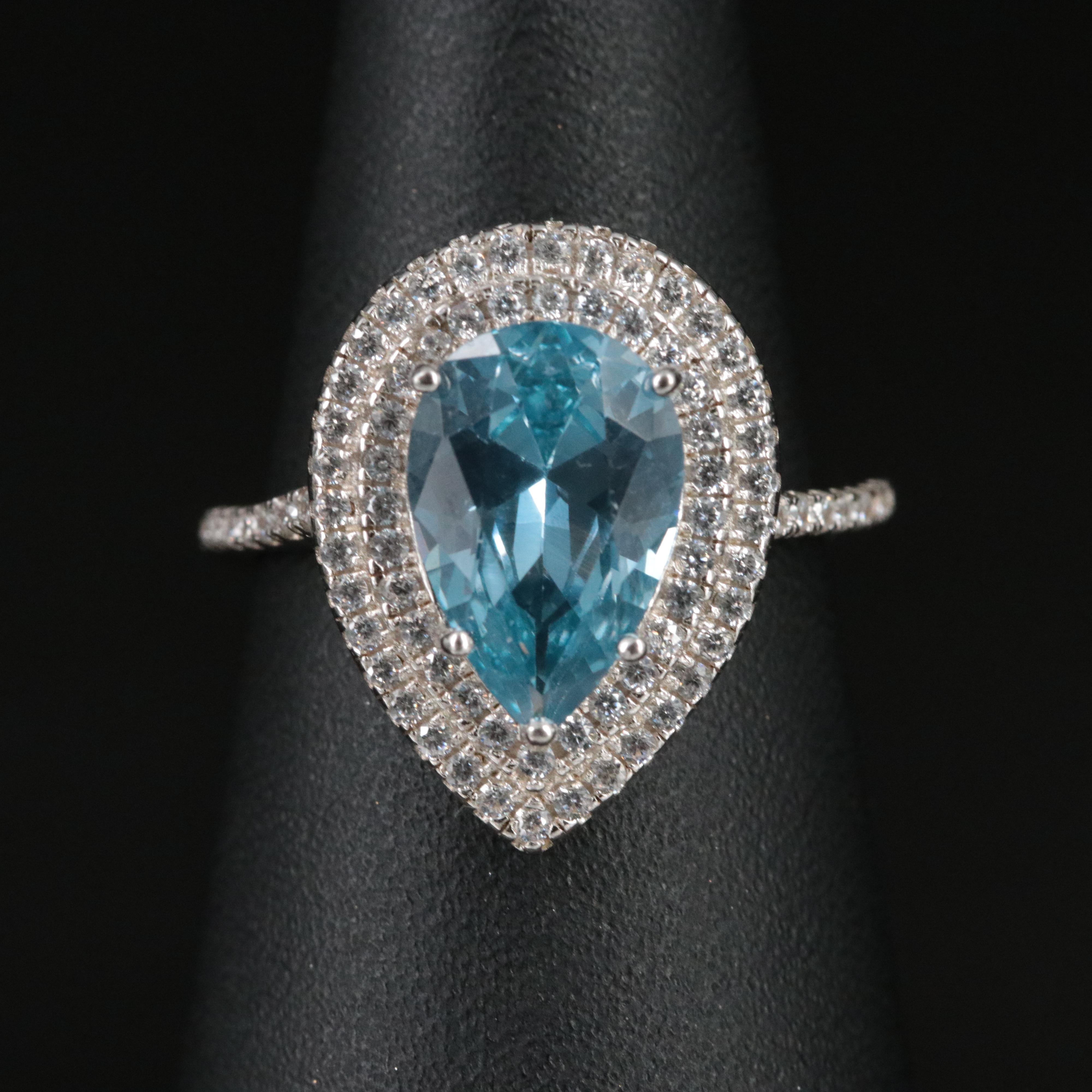 Sterling Topaz and CZ Ring