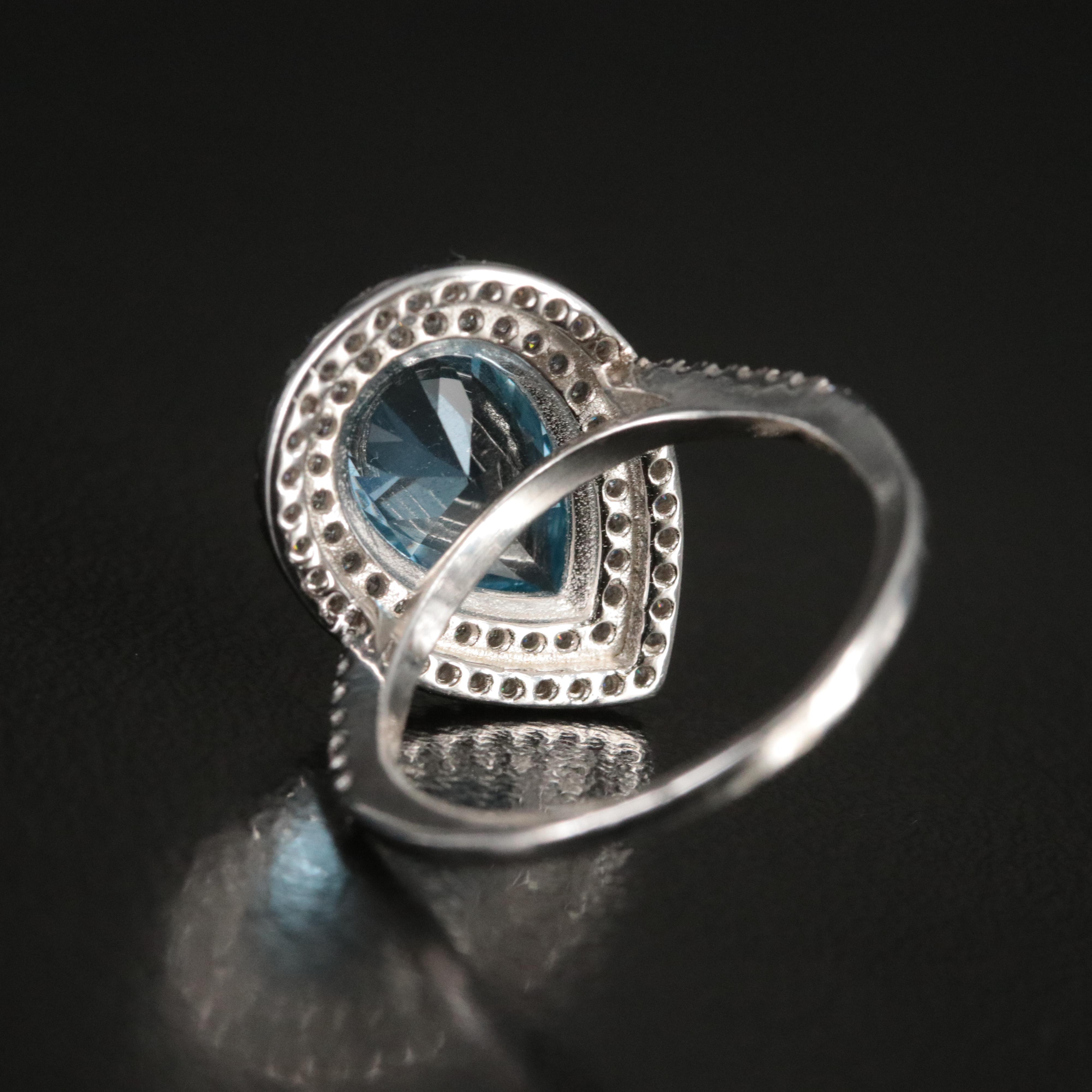 Sterling Topaz and CZ Ring