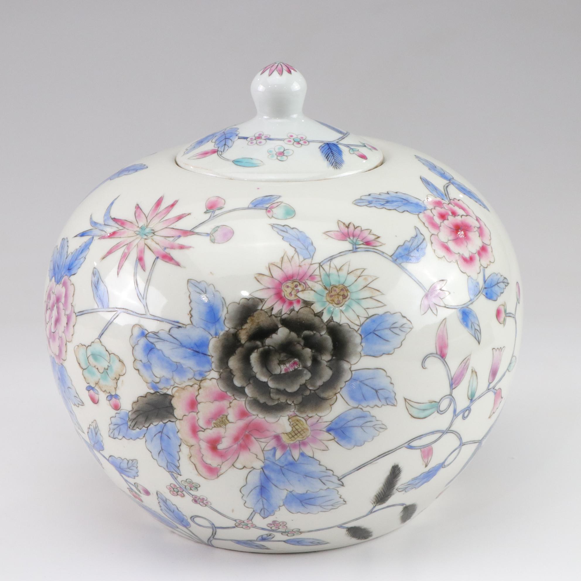 Chinese Porcelain Floral Melon Jars