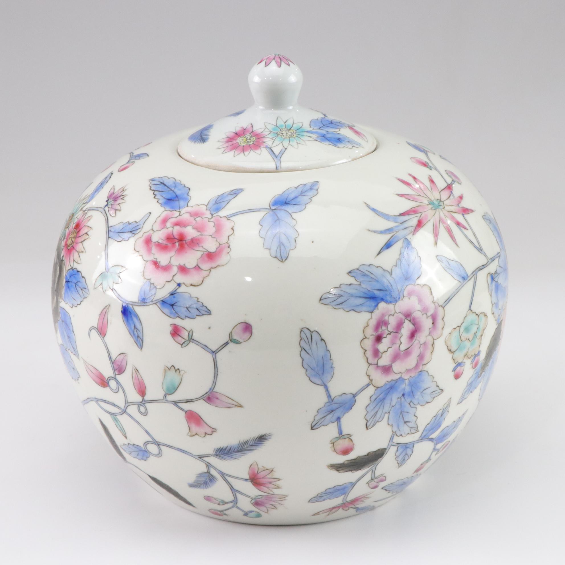 Chinese Porcelain Floral Melon Jars