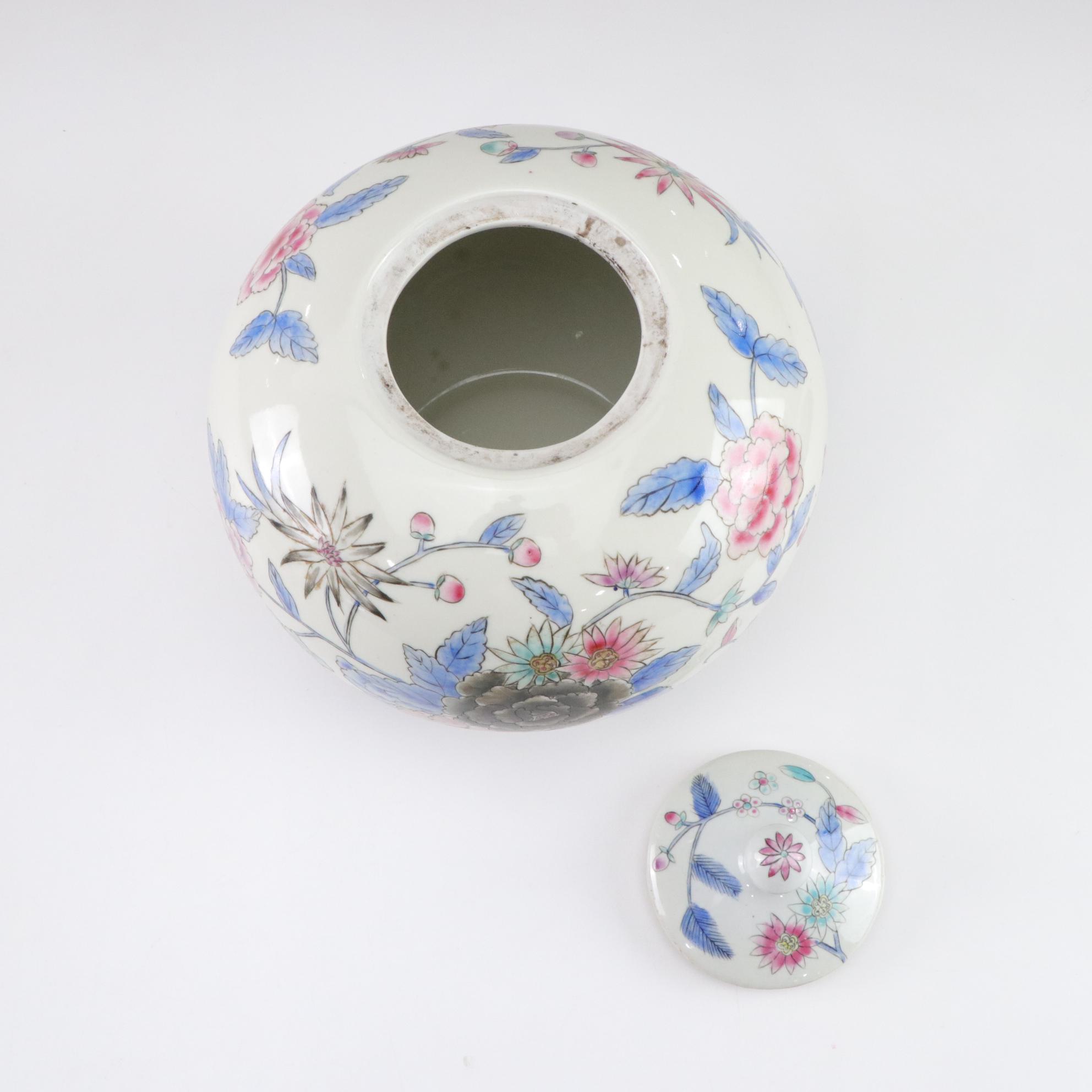 Chinese Porcelain Floral Melon Jars