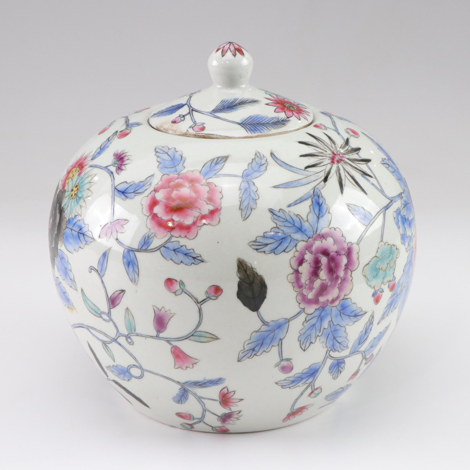 Chinese Porcelain Floral Melon Jars