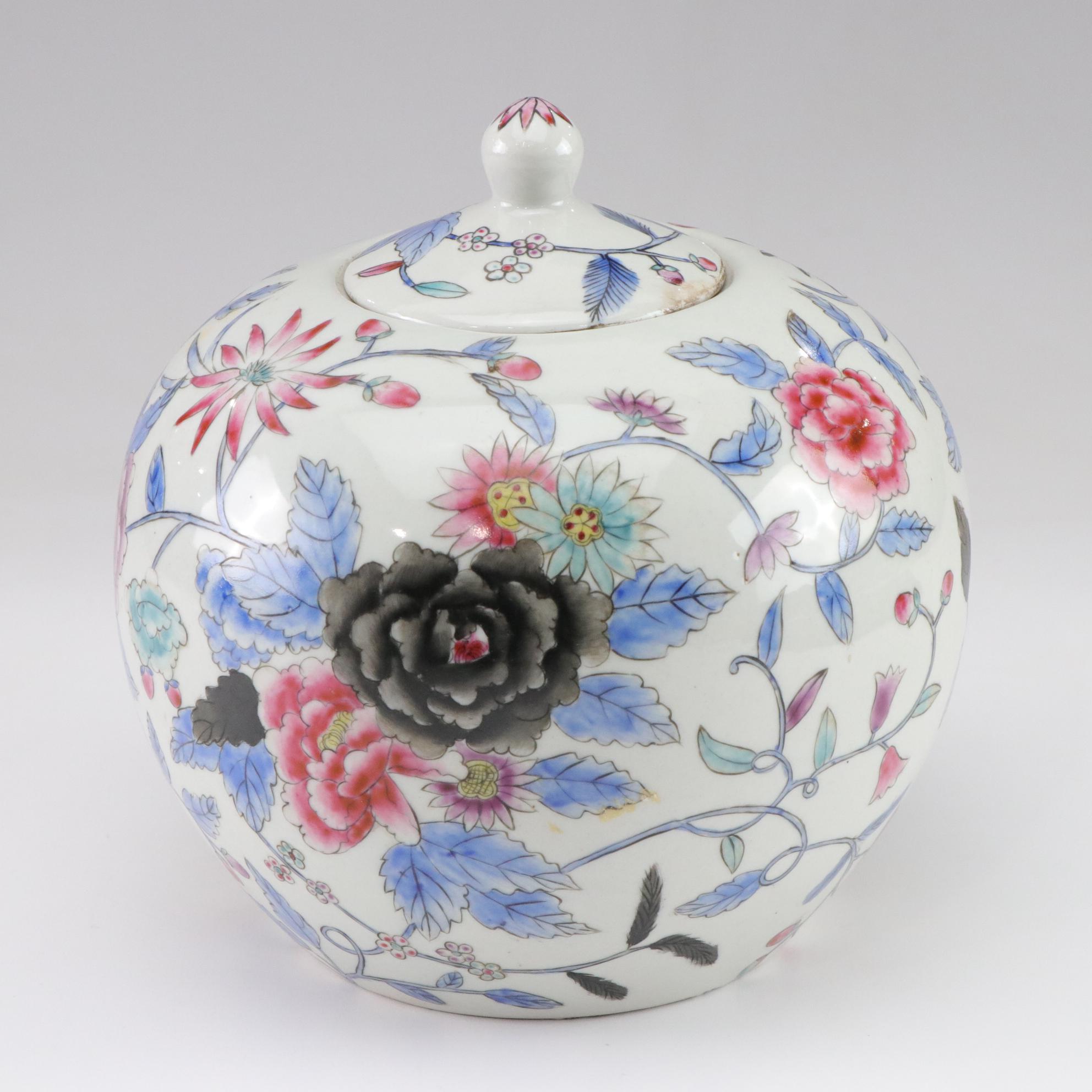 Chinese Porcelain Floral Melon Jars