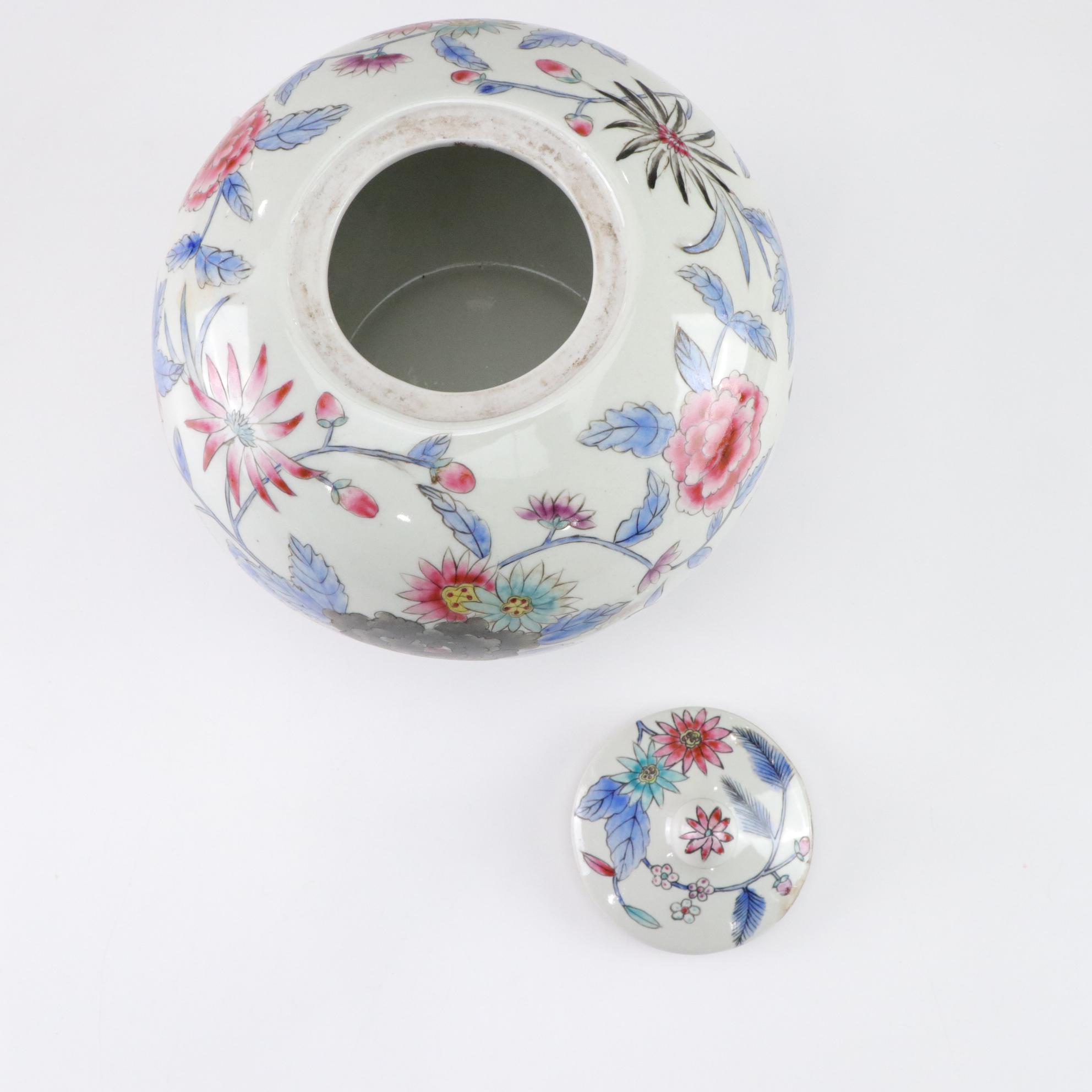 Chinese Porcelain Floral Melon Jars