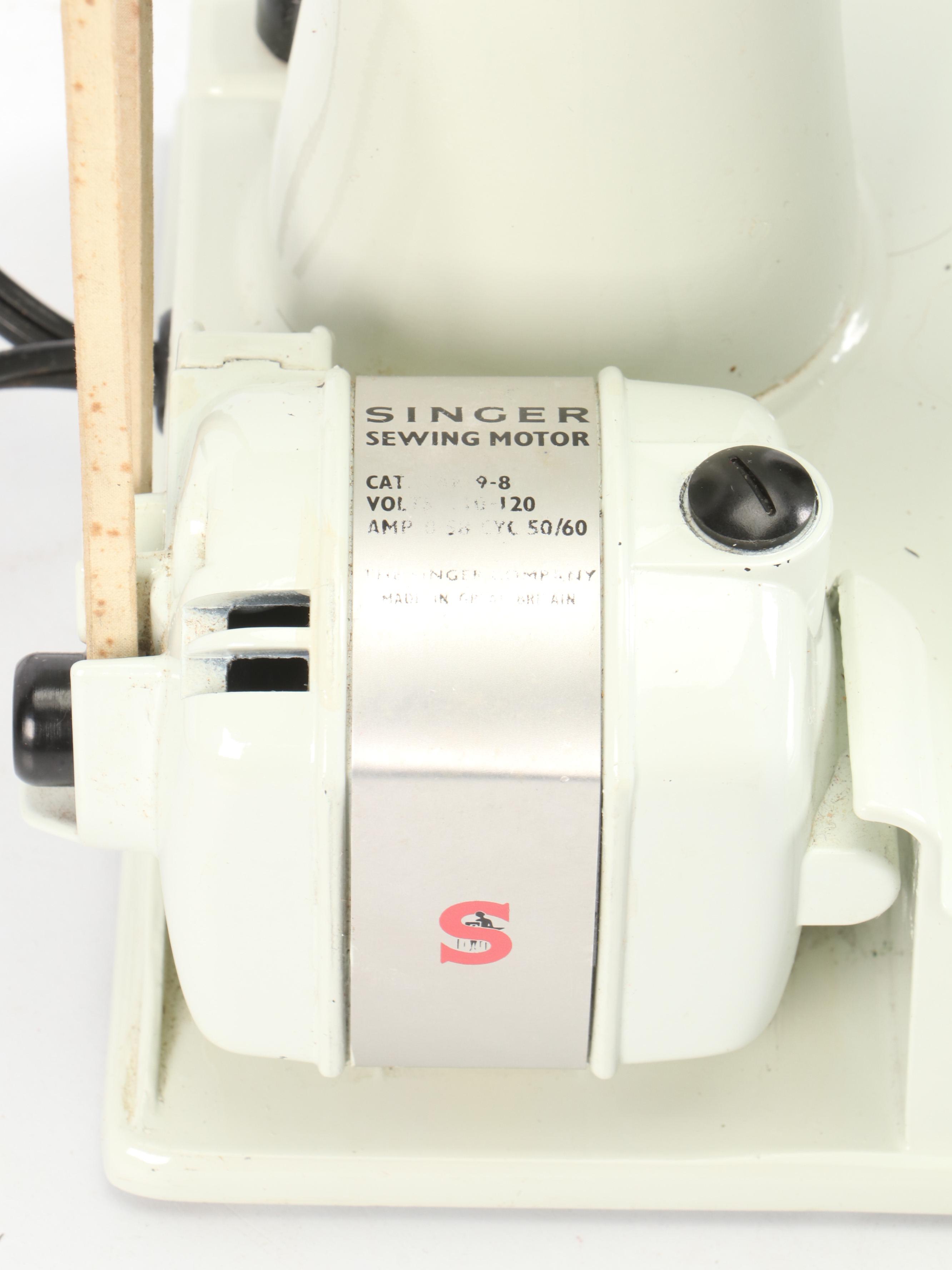 Singer 221K Featherweight Sewing Machine with Case and Supplies, Mid 20th C.