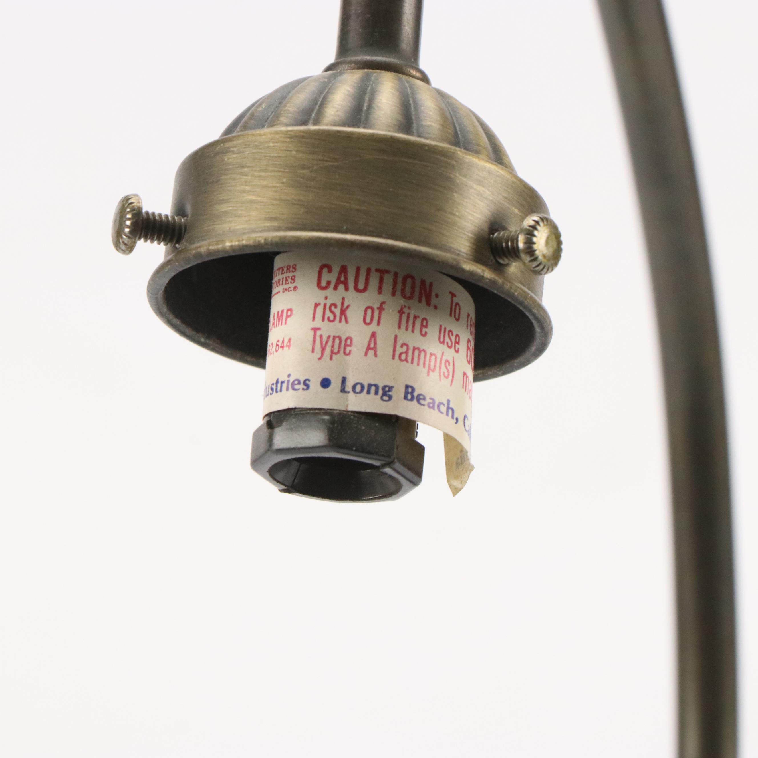 Art Nouveau Style Water Lily Table Lamp with Slag Glass Trumpet Shade