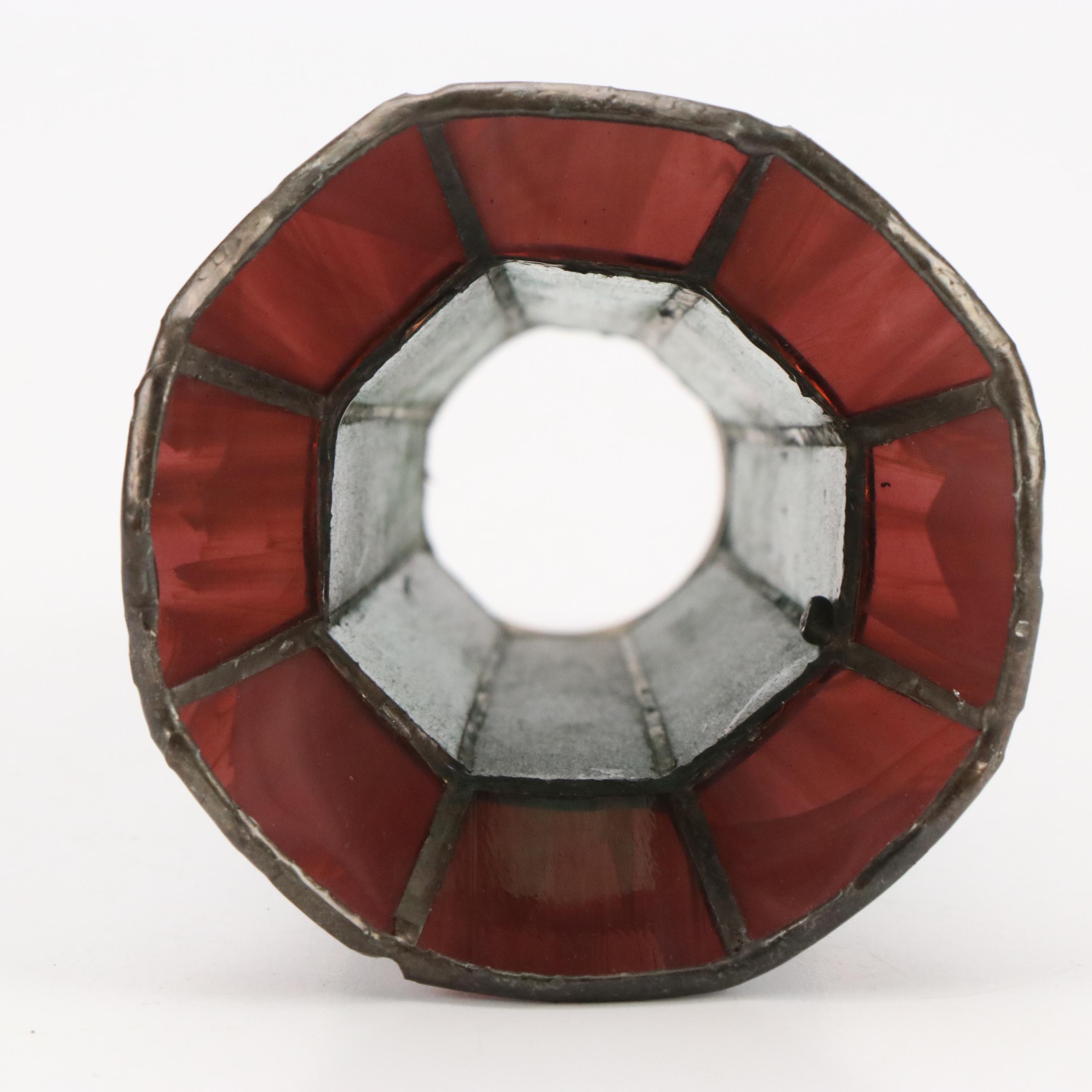 Art Nouveau Style Water Lily Table Lamp with Slag Glass Trumpet Shade