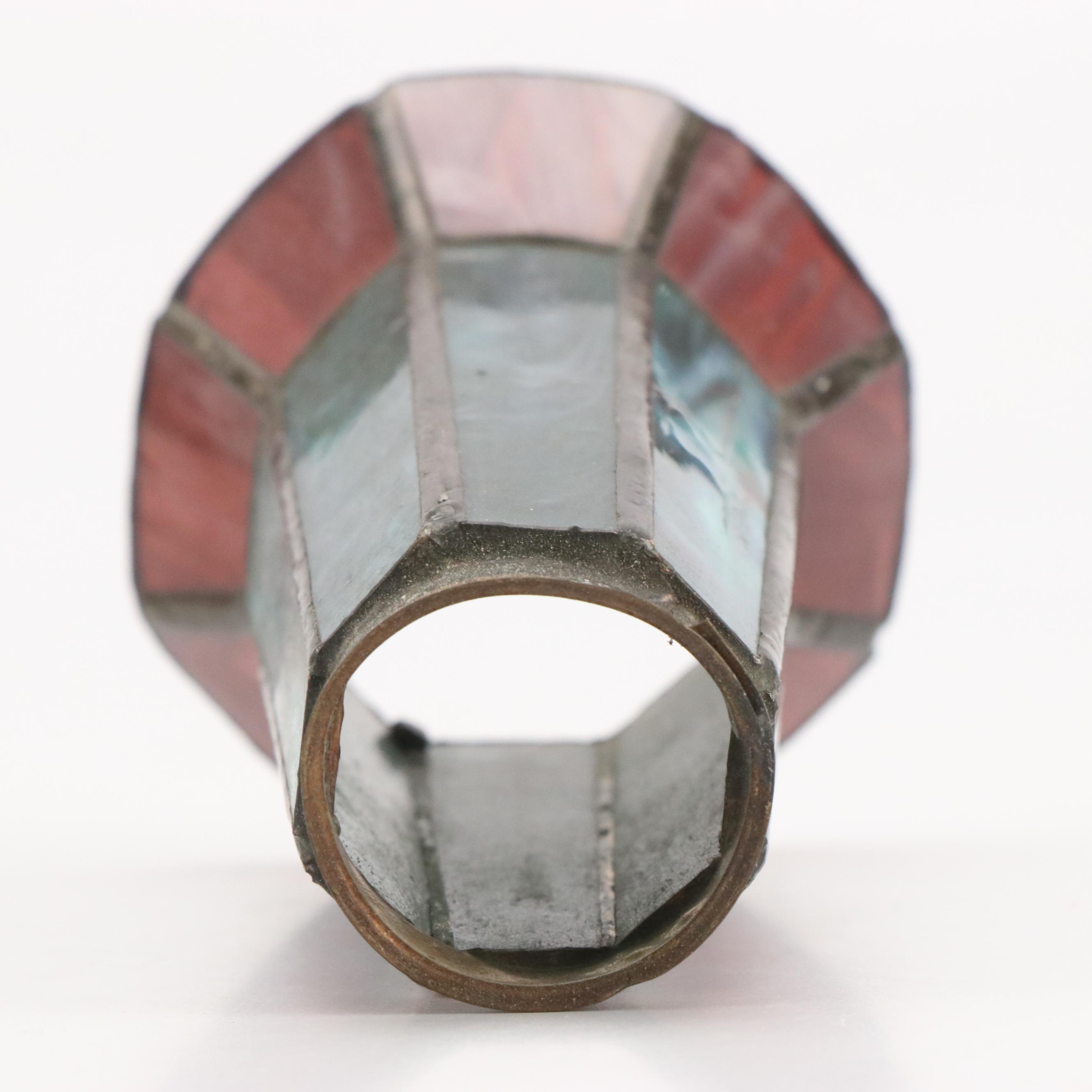 Art Nouveau Style Water Lily Table Lamp with Slag Glass Trumpet Shade