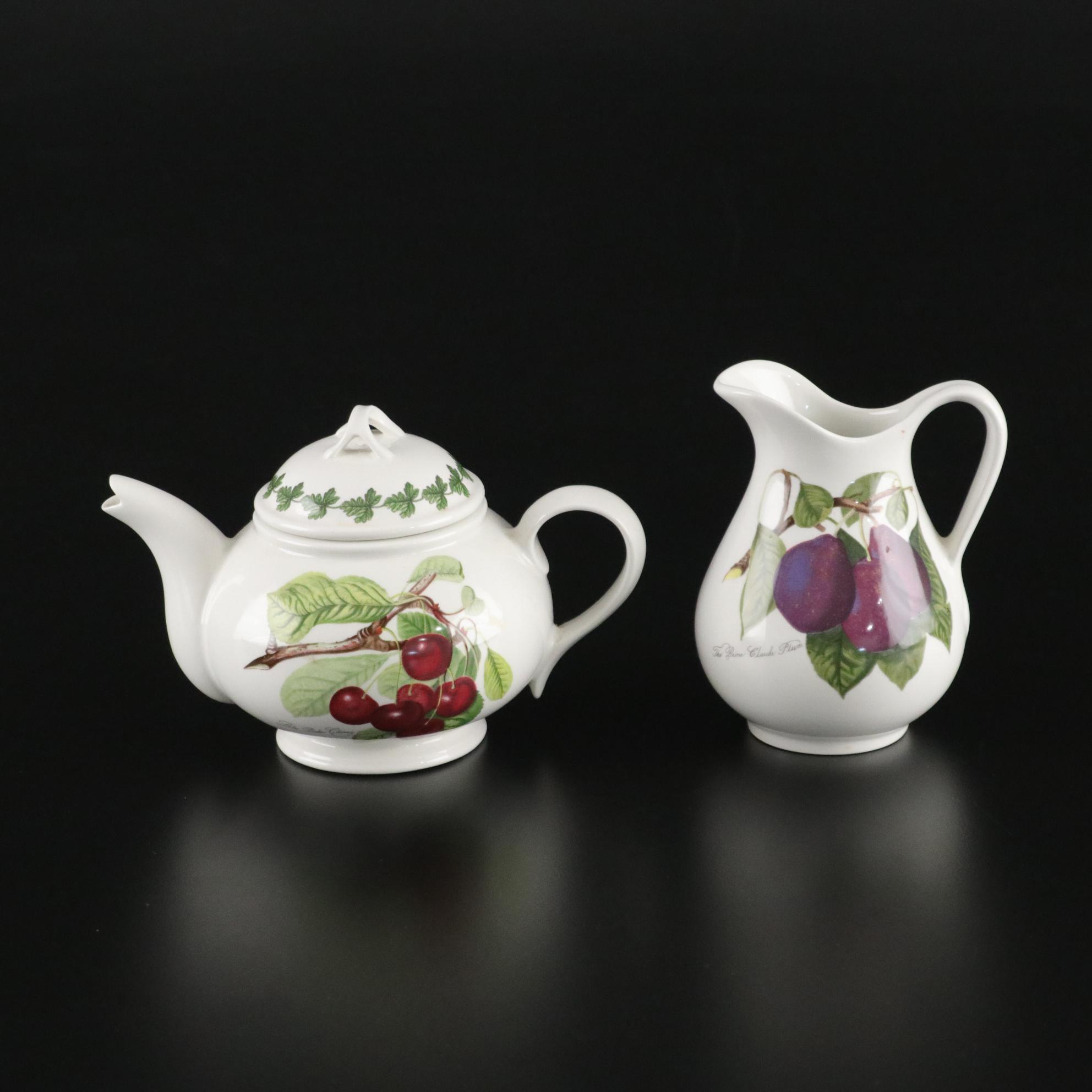 Portmeirion "Pomona" Ceramic Creamer, Teapot and Tray