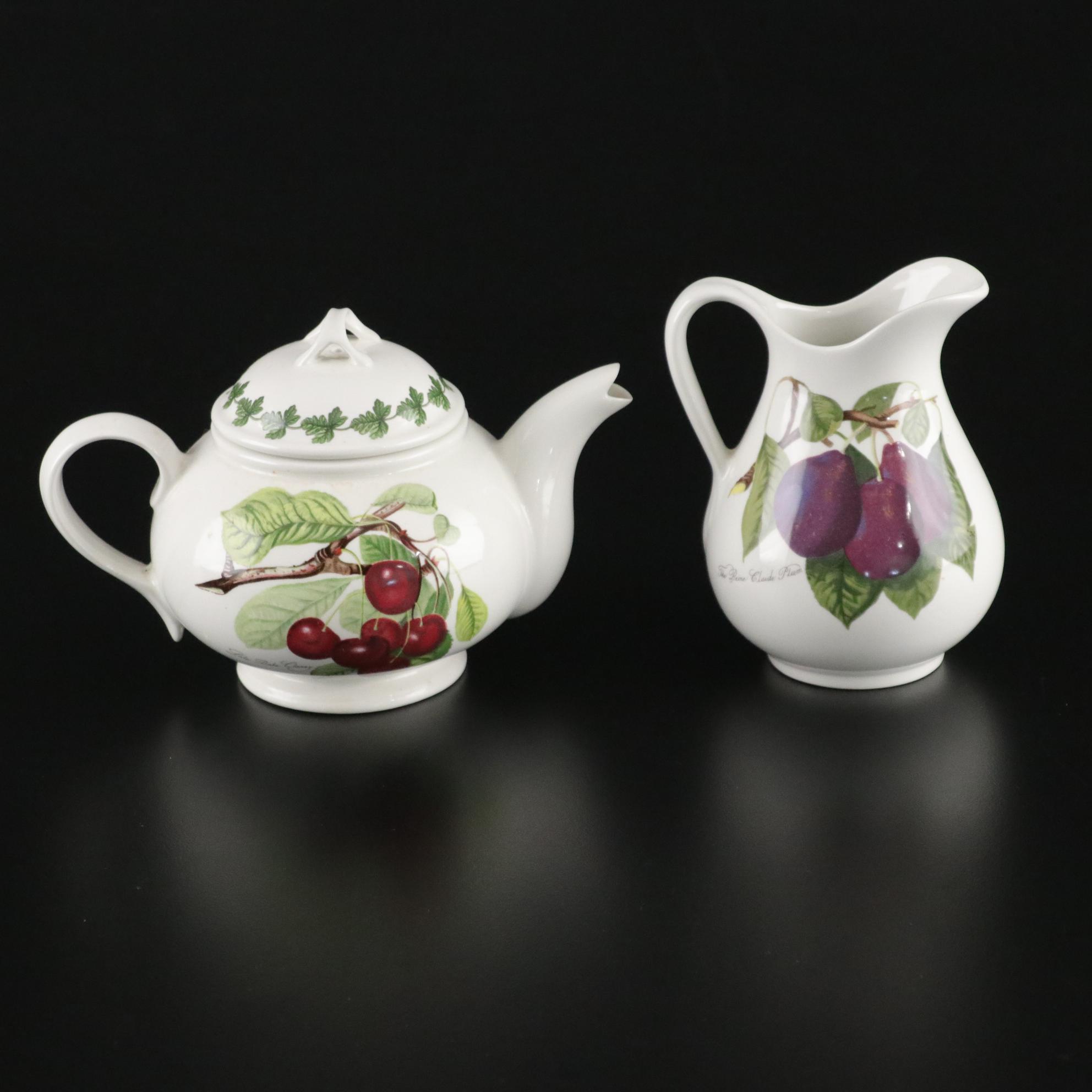 Portmeirion "Pomona" Ceramic Creamer, Teapot and Tray