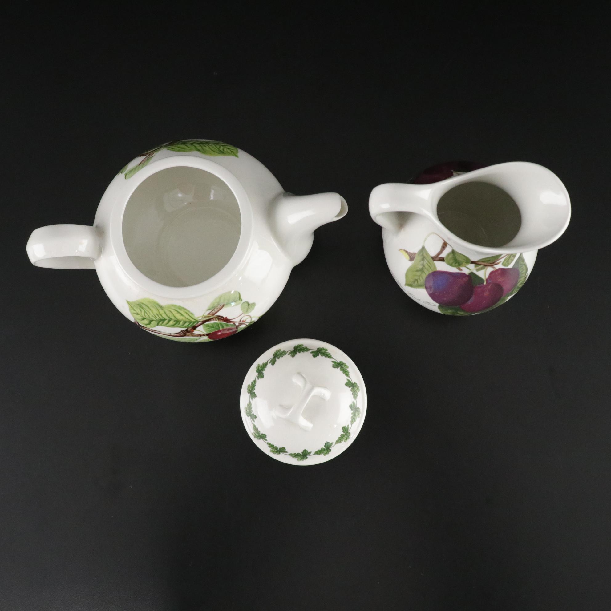 Portmeirion "Pomona" Ceramic Creamer, Teapot and Tray