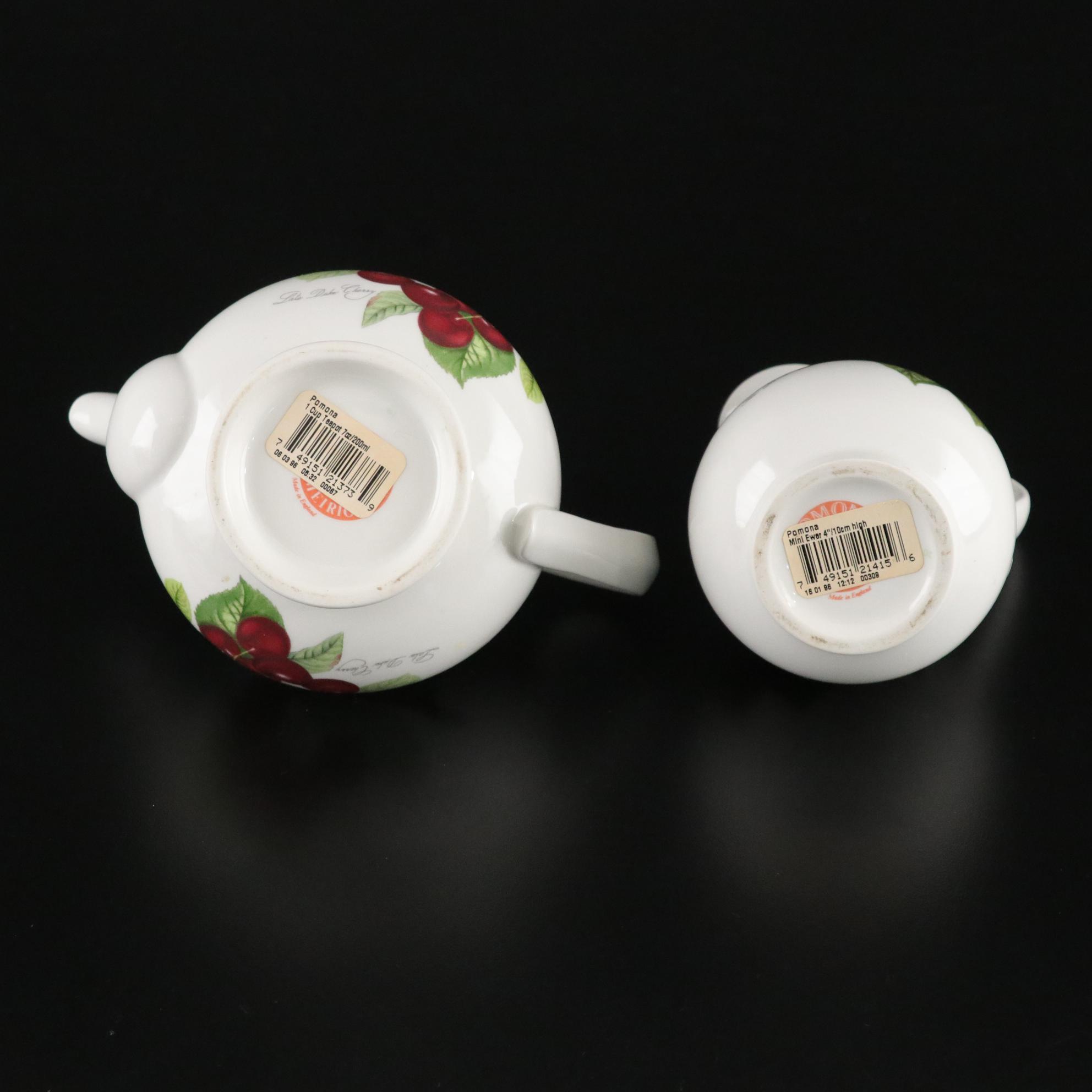 Portmeirion "Pomona" Ceramic Creamer, Teapot and Tray