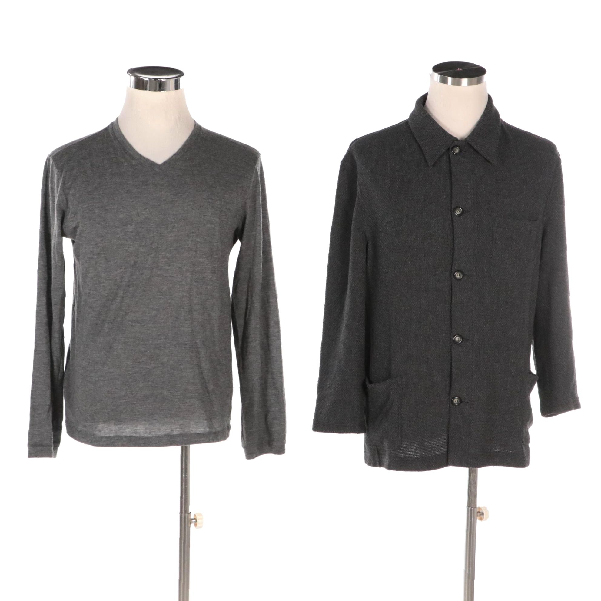 Men's Giorgio Armani Cashmere Long-Sleeve Shirt and Wool Blend Button-Down Shirt