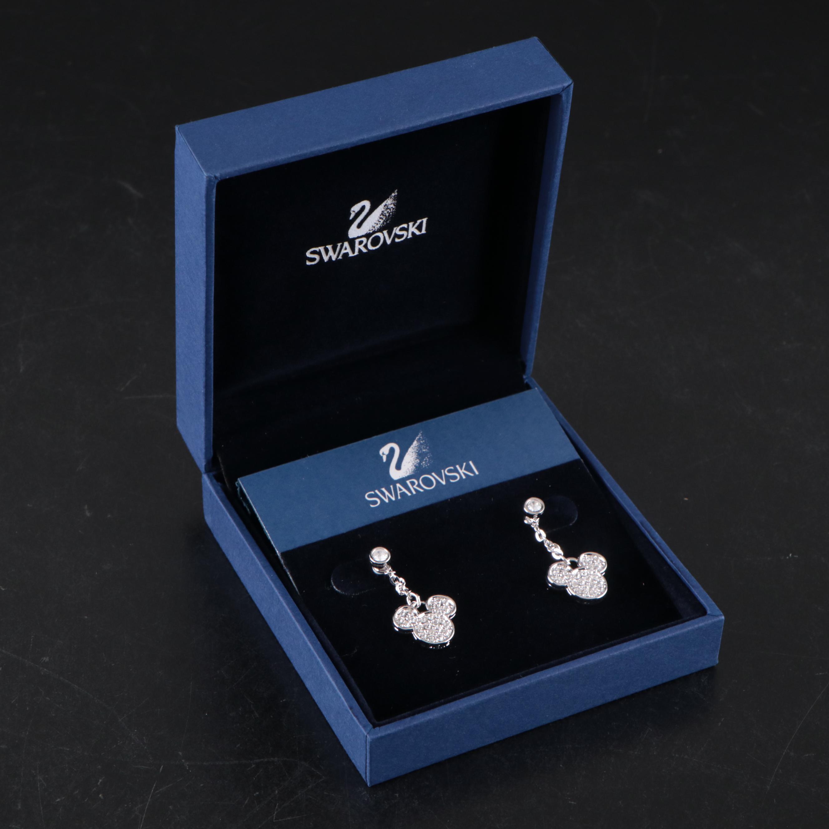 Swarovski for Disney Crystal Mickey Mouse Earrings and Bracelet