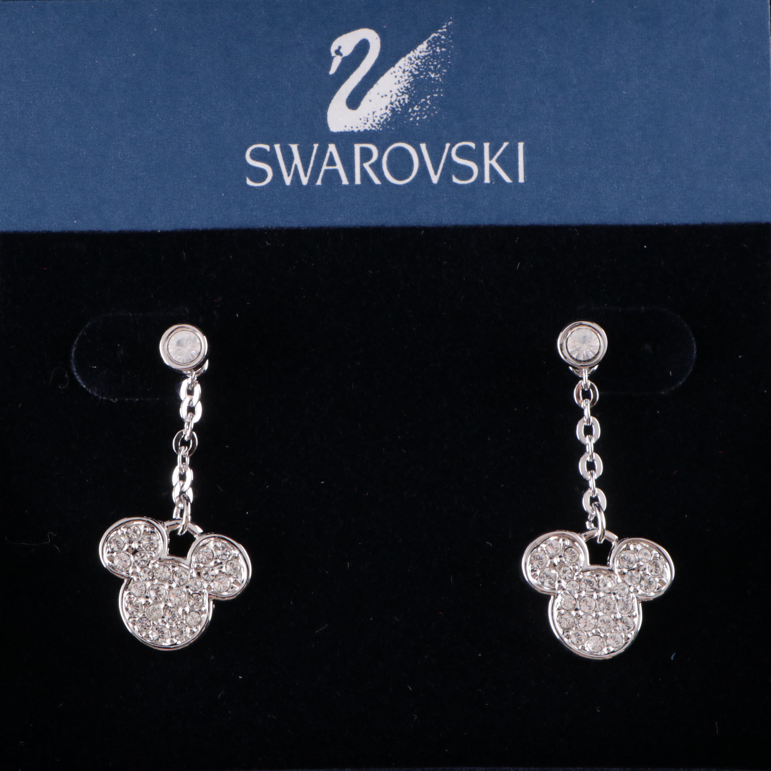 Swarovski for Disney Crystal Mickey Mouse Earrings and Bracelet