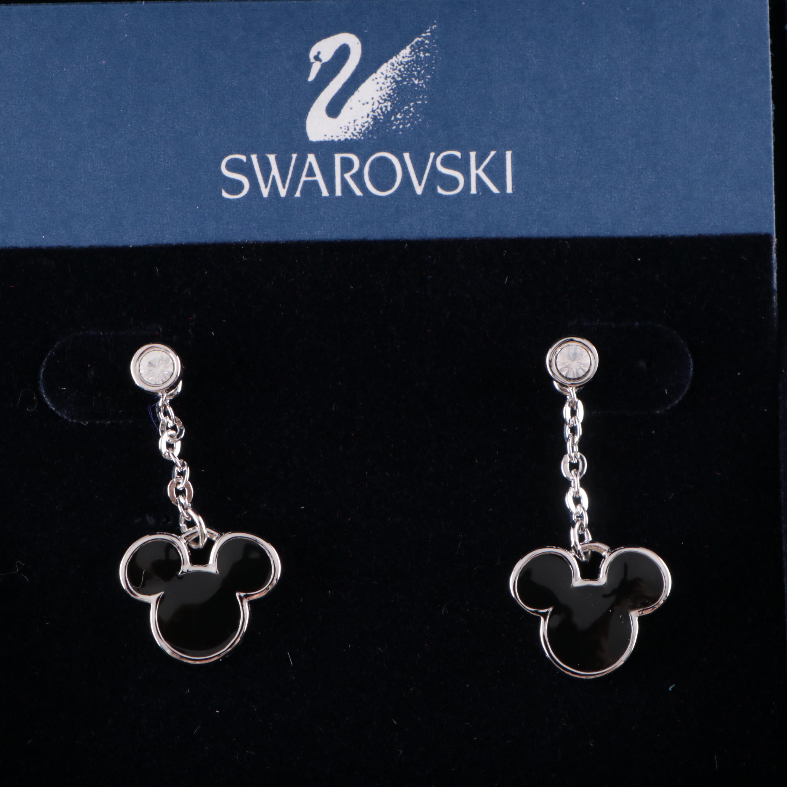 Swarovski for Disney Crystal Mickey Mouse Earrings and Bracelet