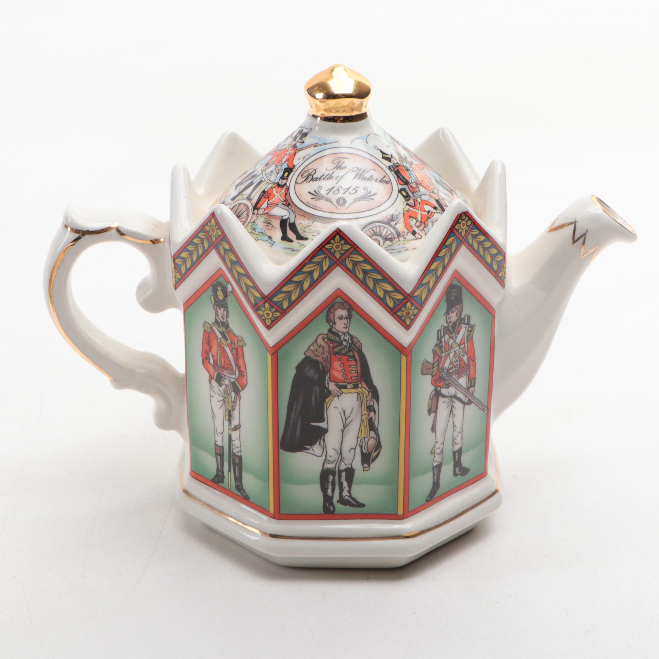 Sadler "The Battle of Waterloo" and "A Day at the Races" Porcelain Teapots