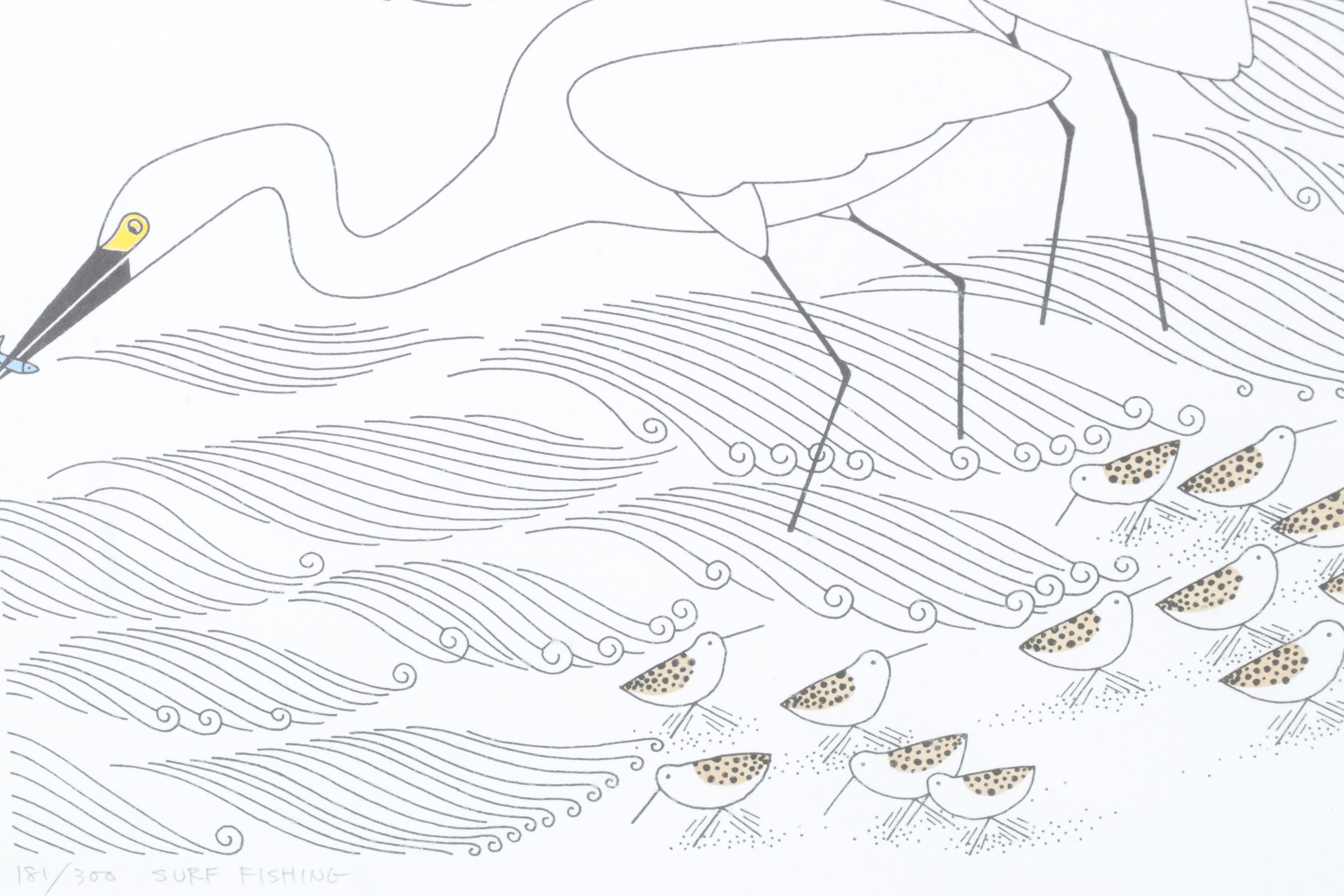 Ikki Matsumoto Serigraph "Surf Fishing," 20th Century