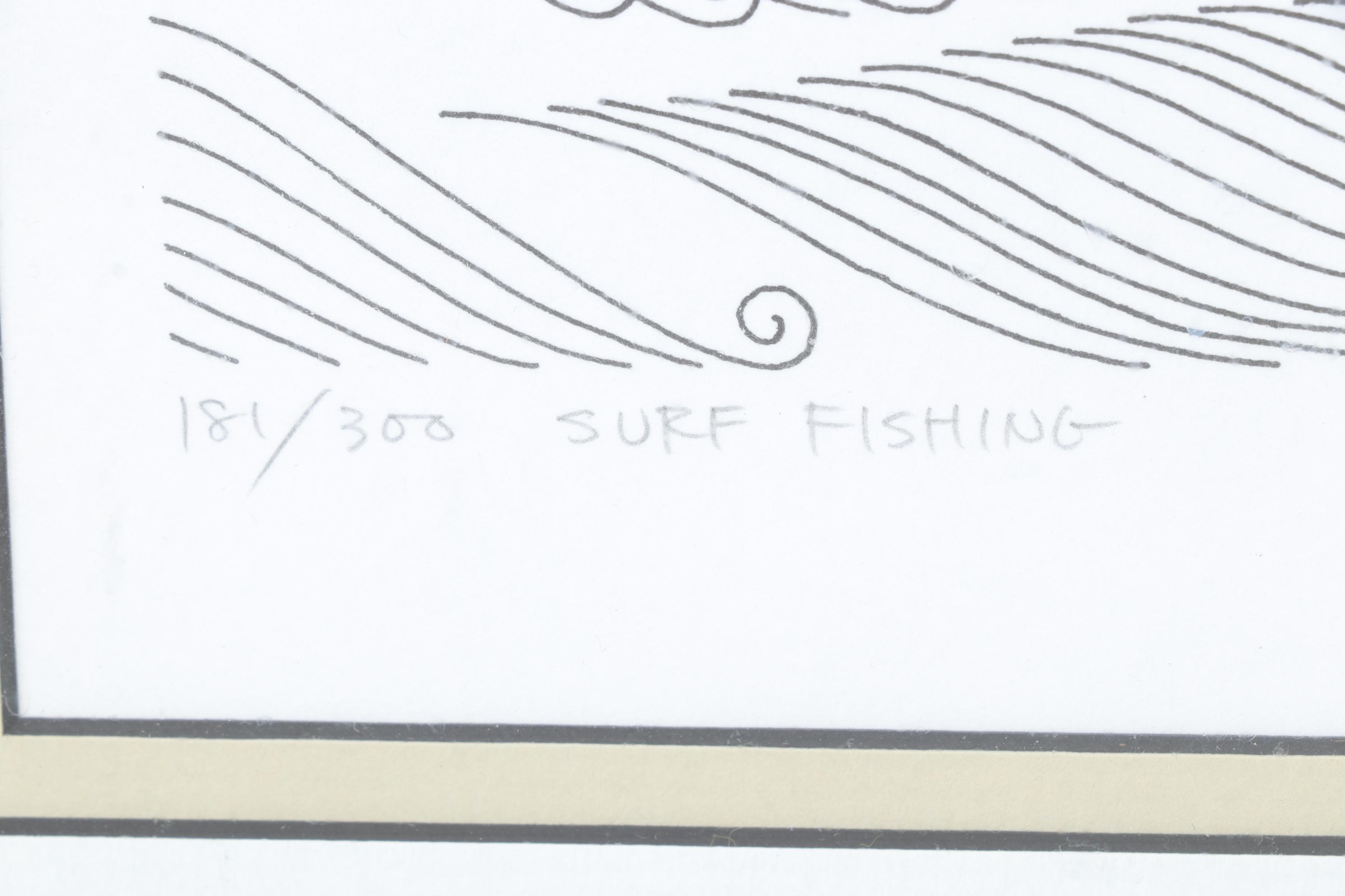 Ikki Matsumoto Serigraph "Surf Fishing," 20th Century