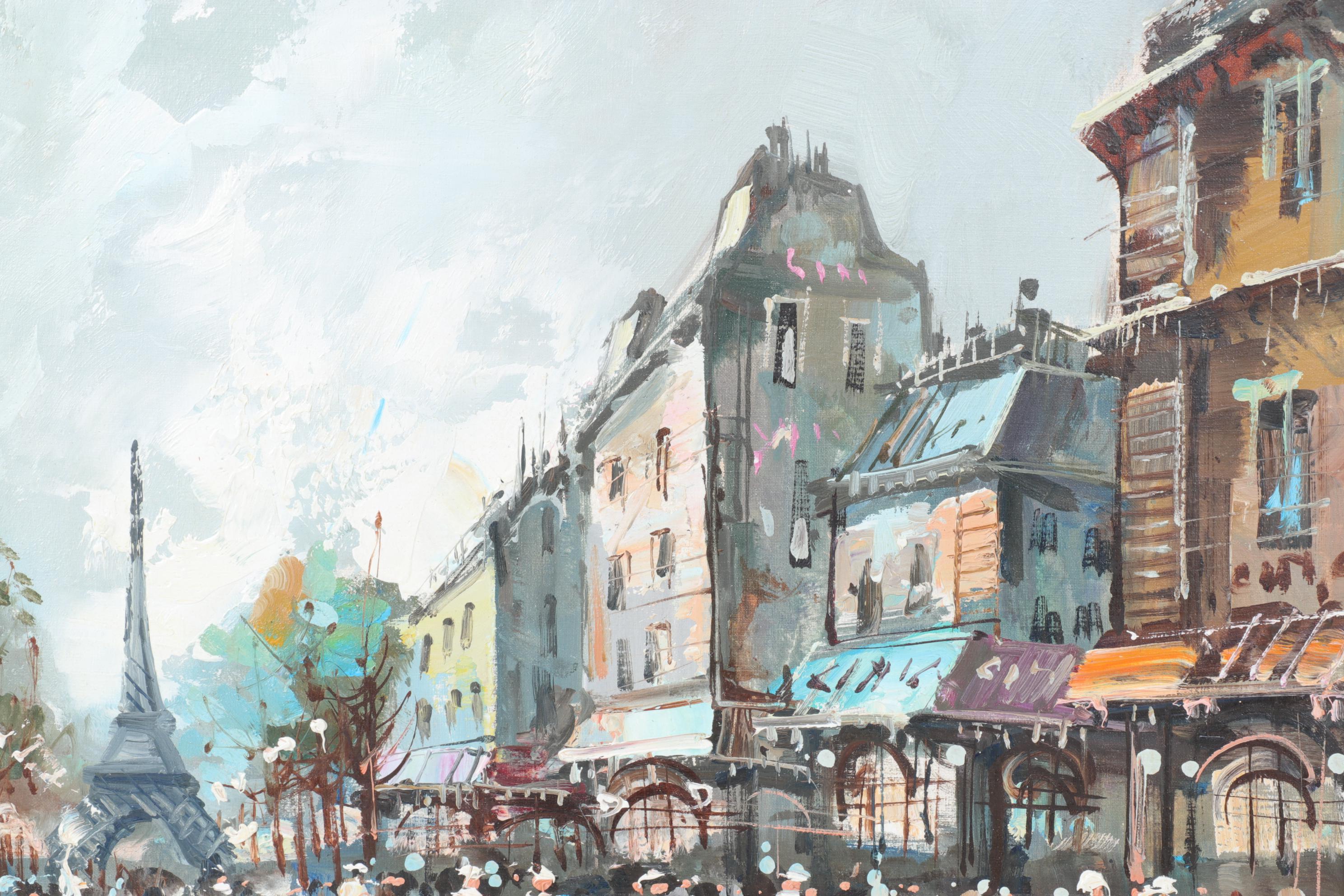Antonio DeVity Parisian Street Scene Oil Painting