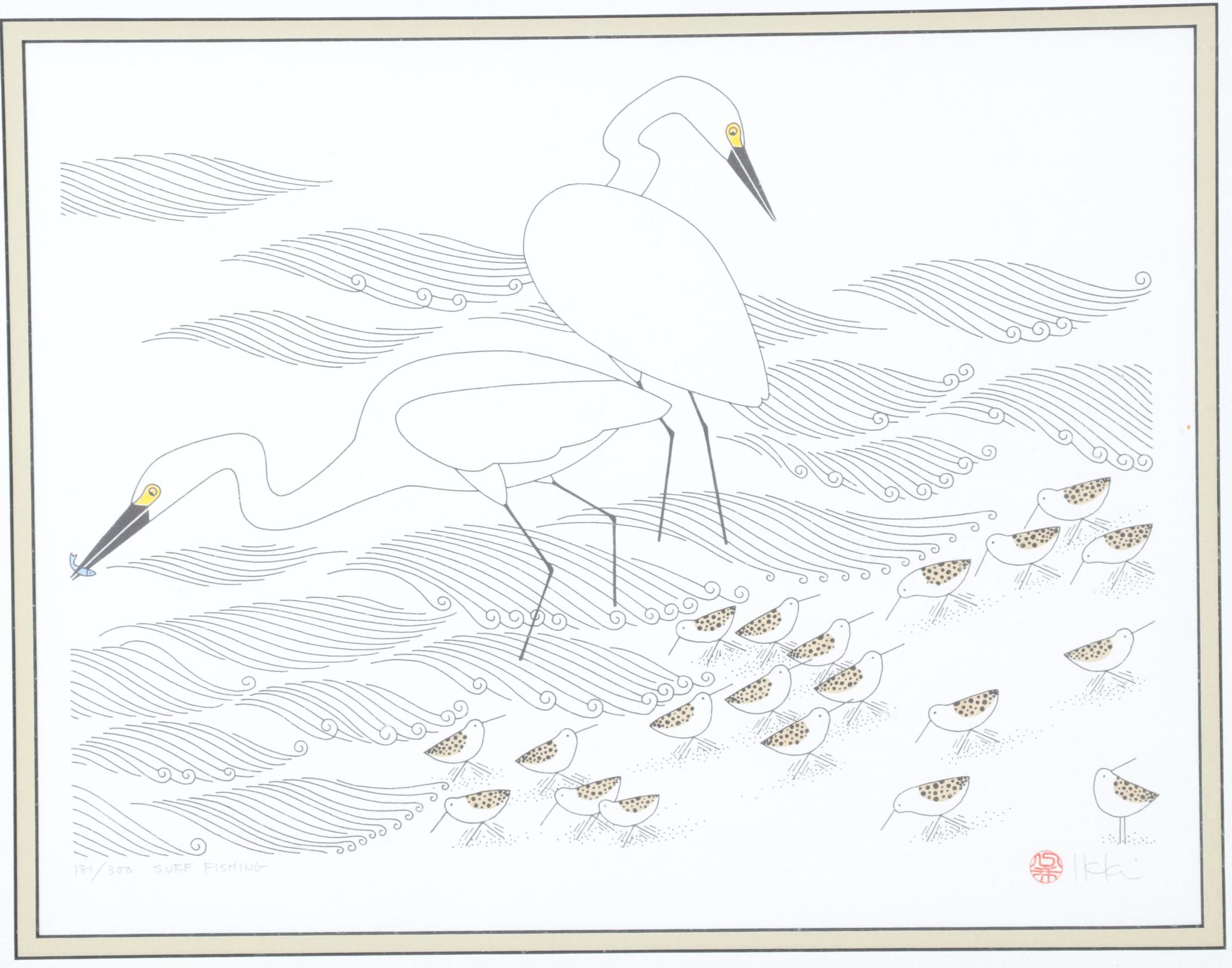 Ikki Matsumoto Serigraph "Surf Fishing," 20th Century