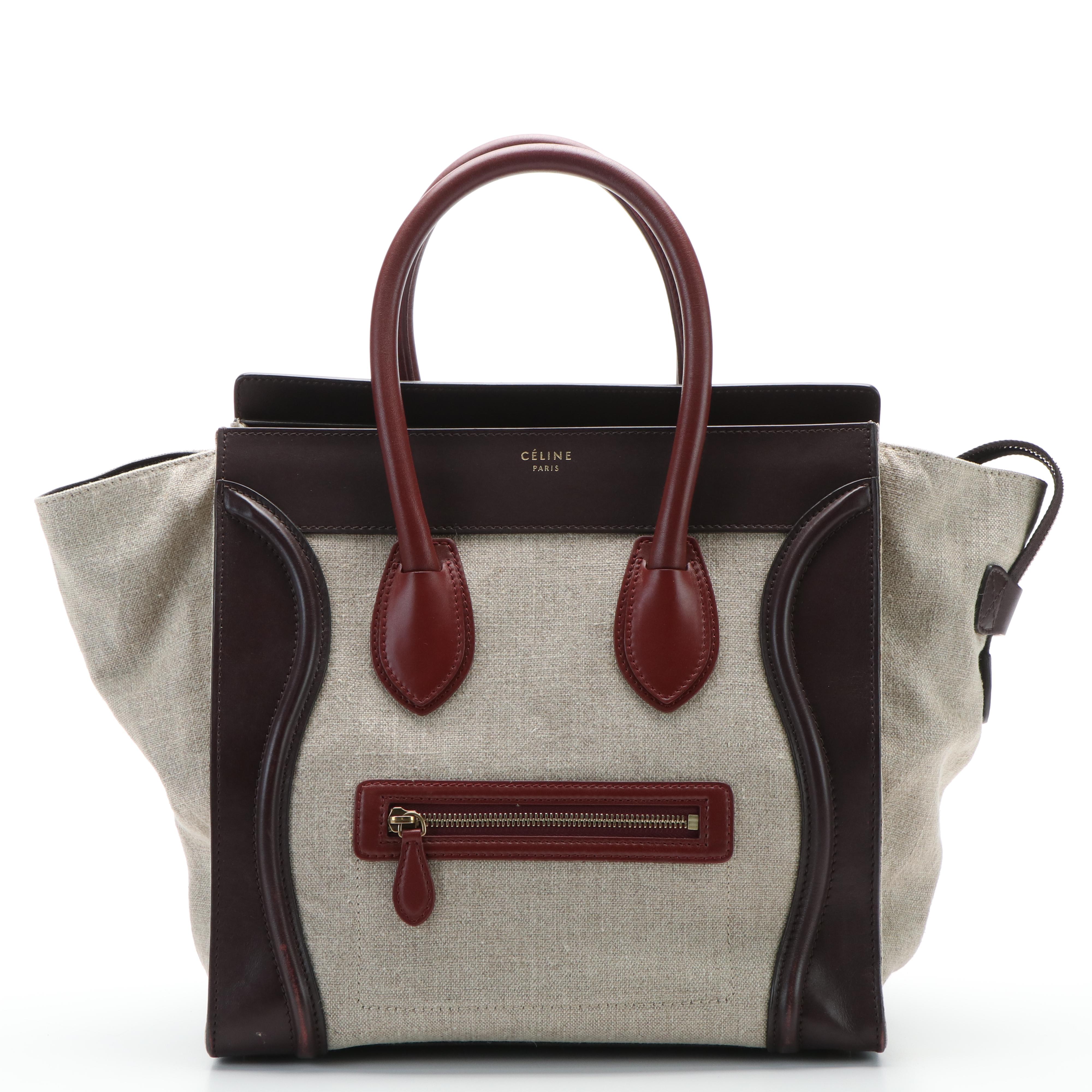 Celine Tri-Color Mini Luggage Bag in Canvas and Leather