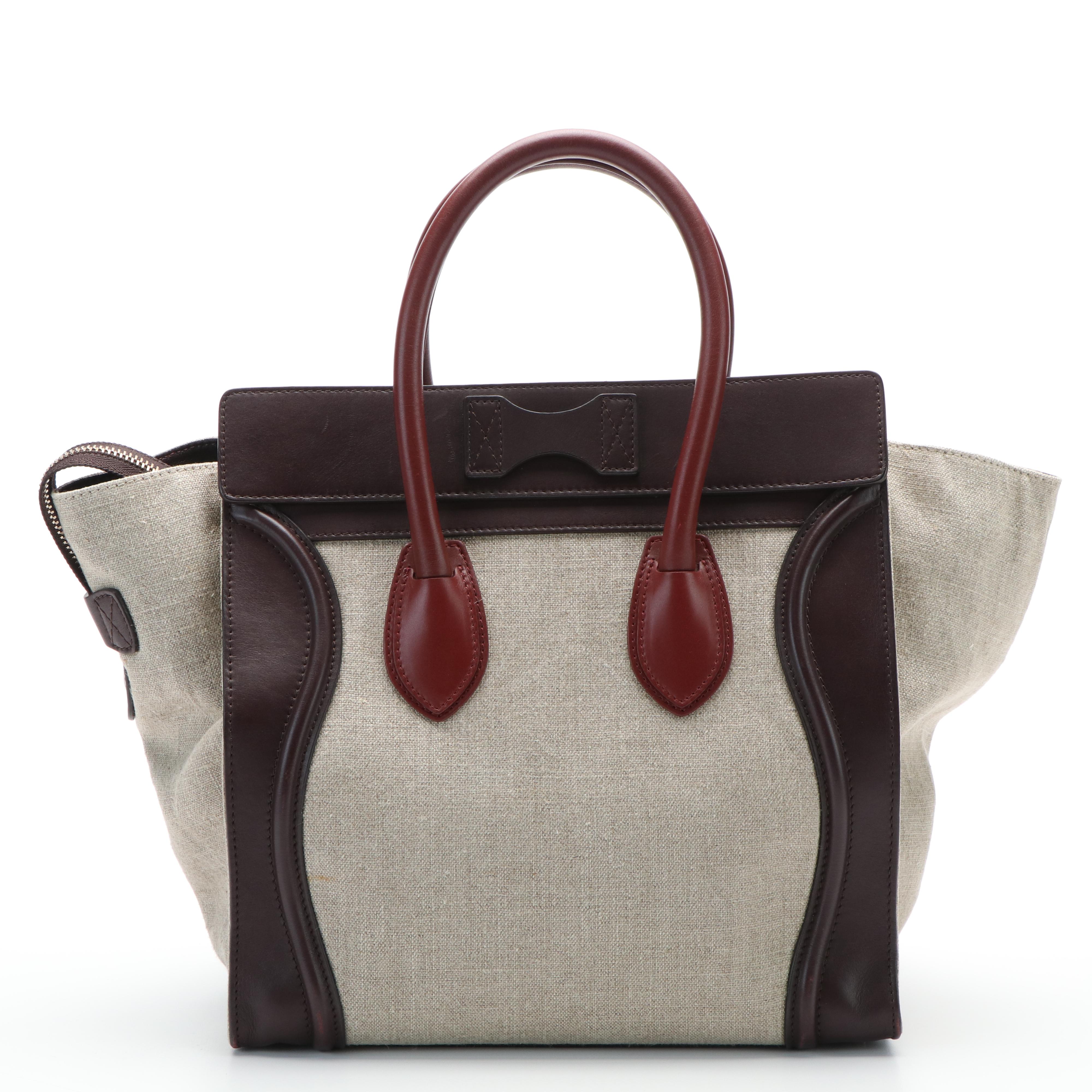 Celine Tri-Color Mini Luggage Bag in Canvas and Leather