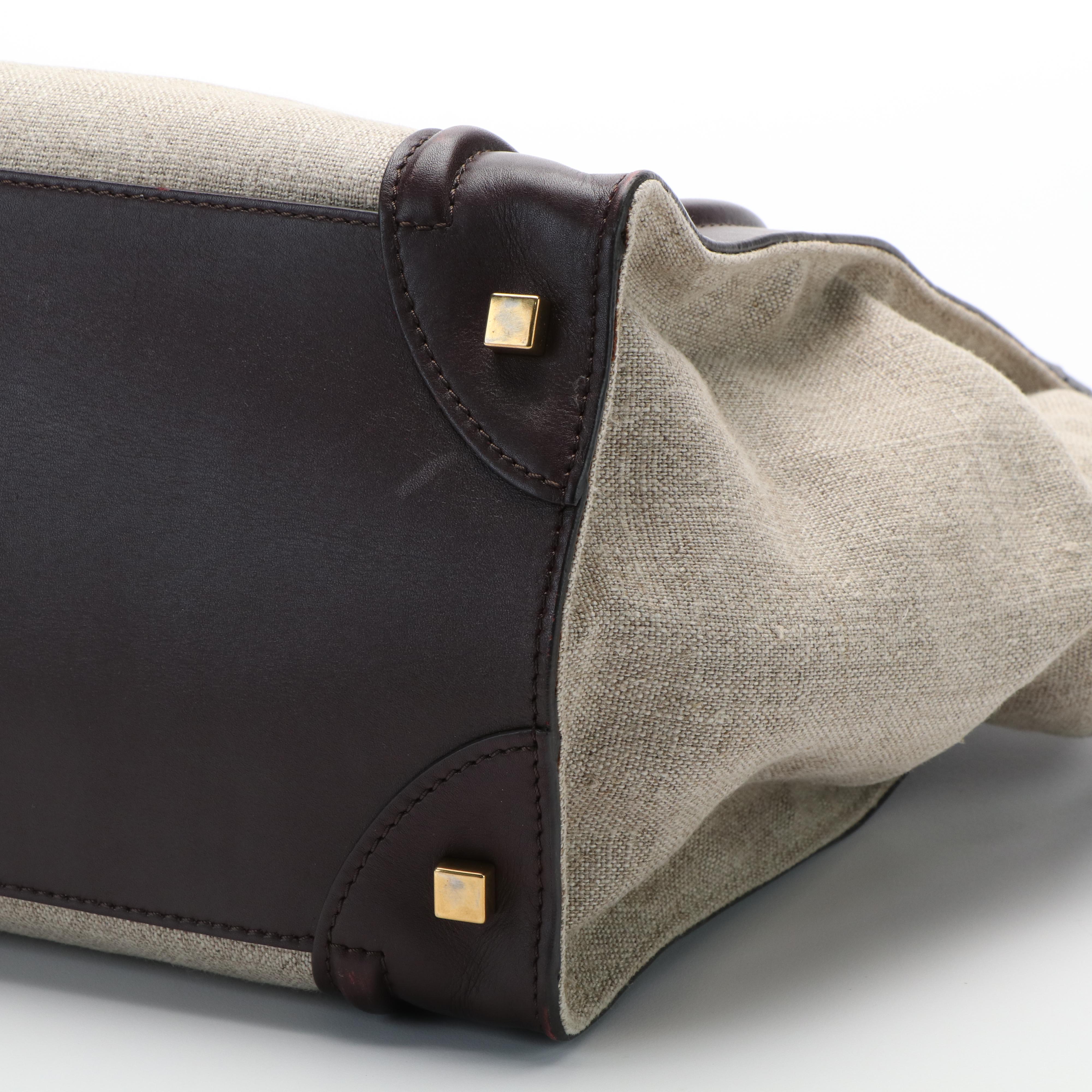 Celine Tri-Color Mini Luggage Bag in Canvas and Leather