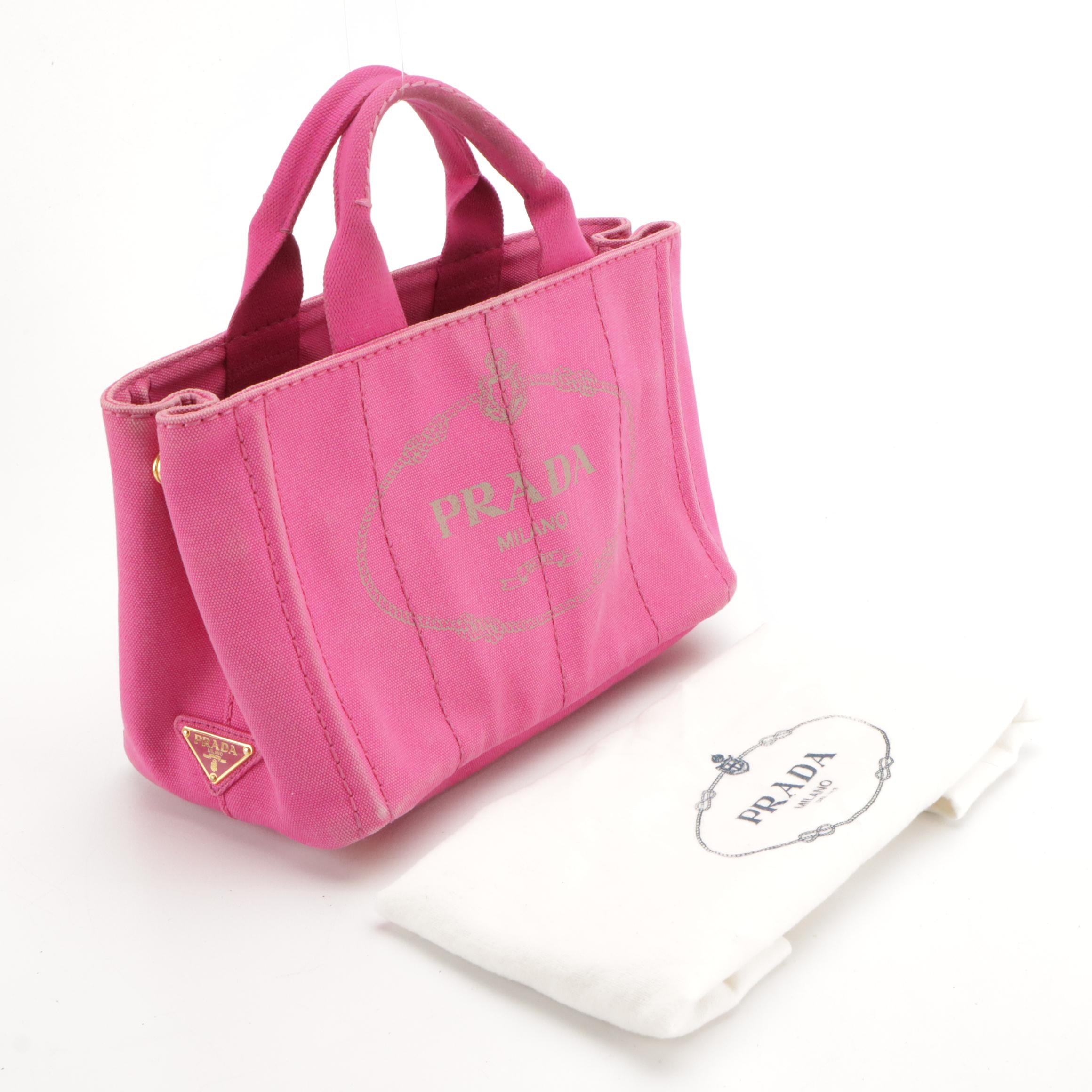 Prada Pink Canapa Canvas Handbag