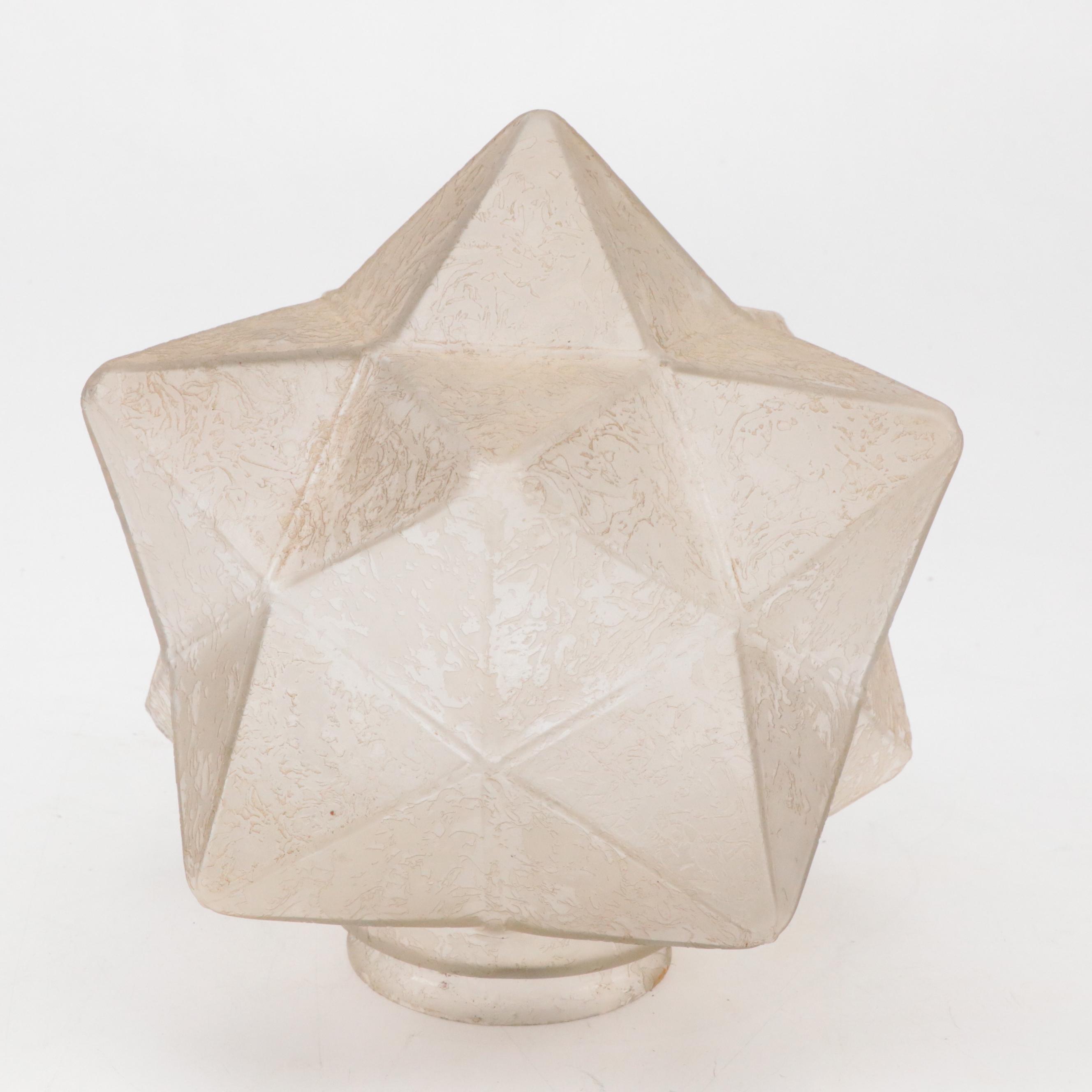 Czech Art Deco Painted Spelter Table Lamp with Glass Moravian Star Shade