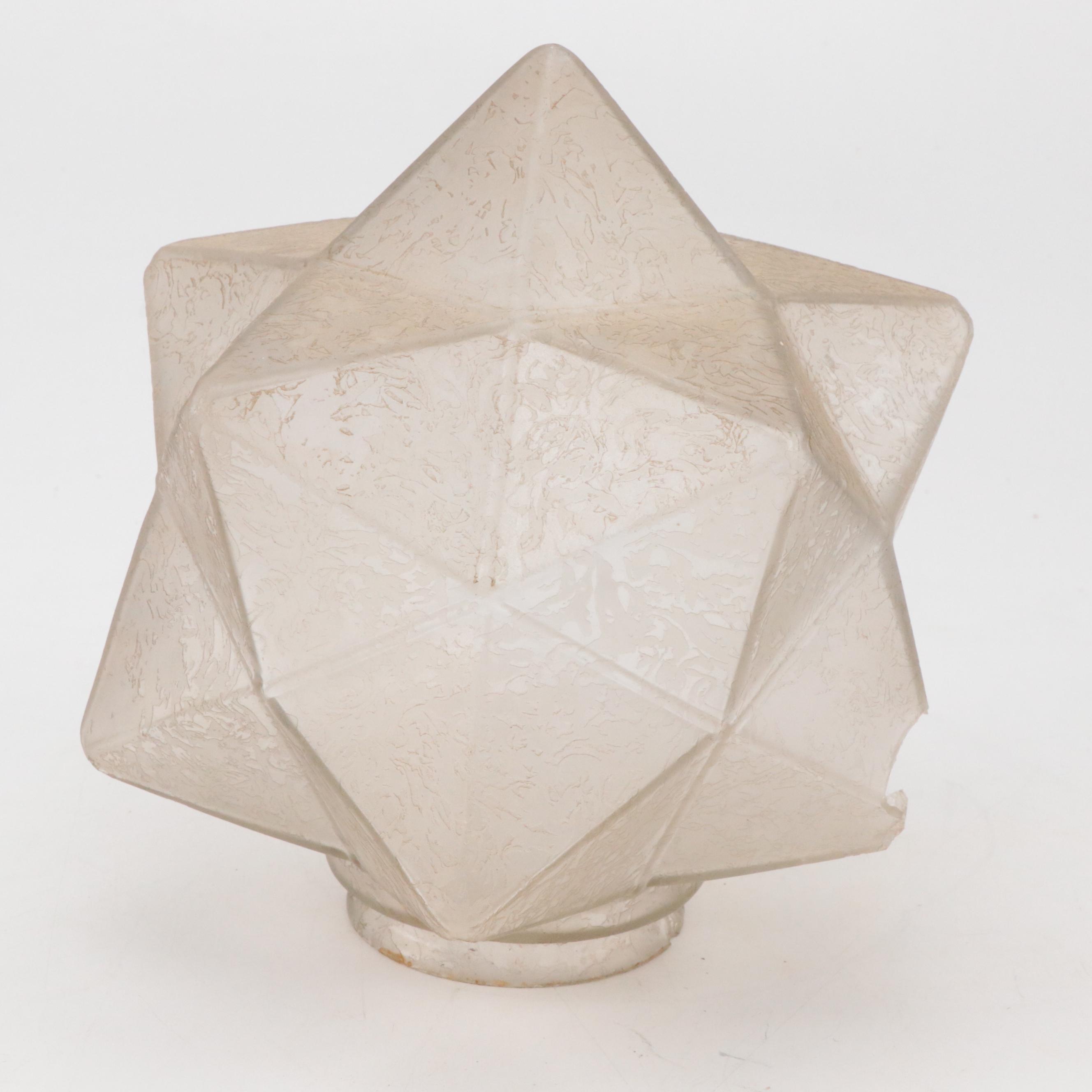 Czech Art Deco Painted Spelter Table Lamp with Glass Moravian Star Shade