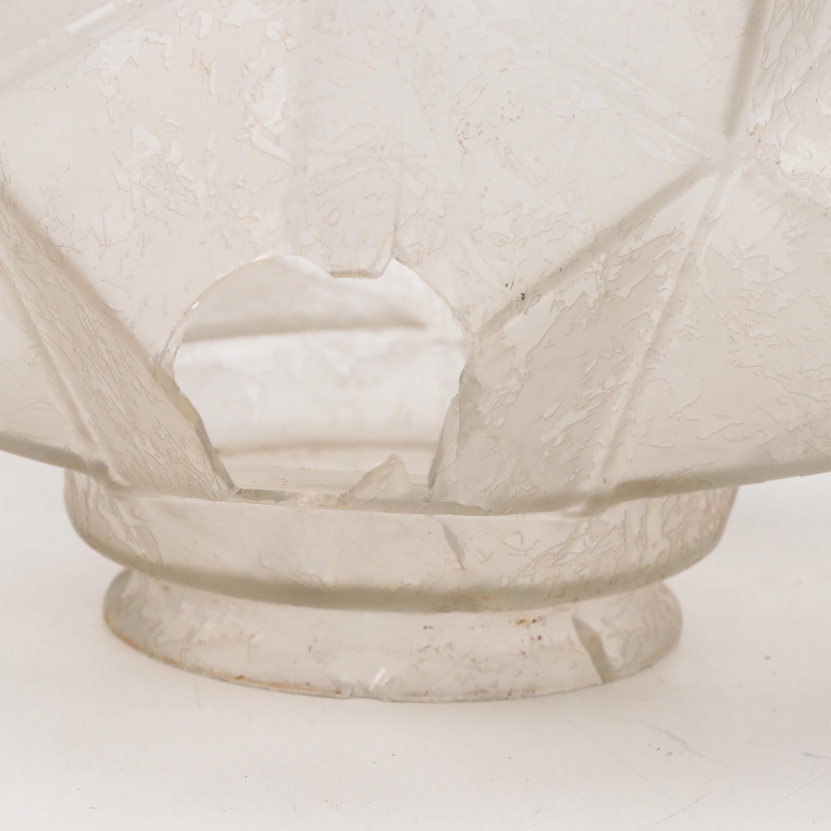 Czech Art Deco Painted Spelter Table Lamp with Glass Moravian Star Shade