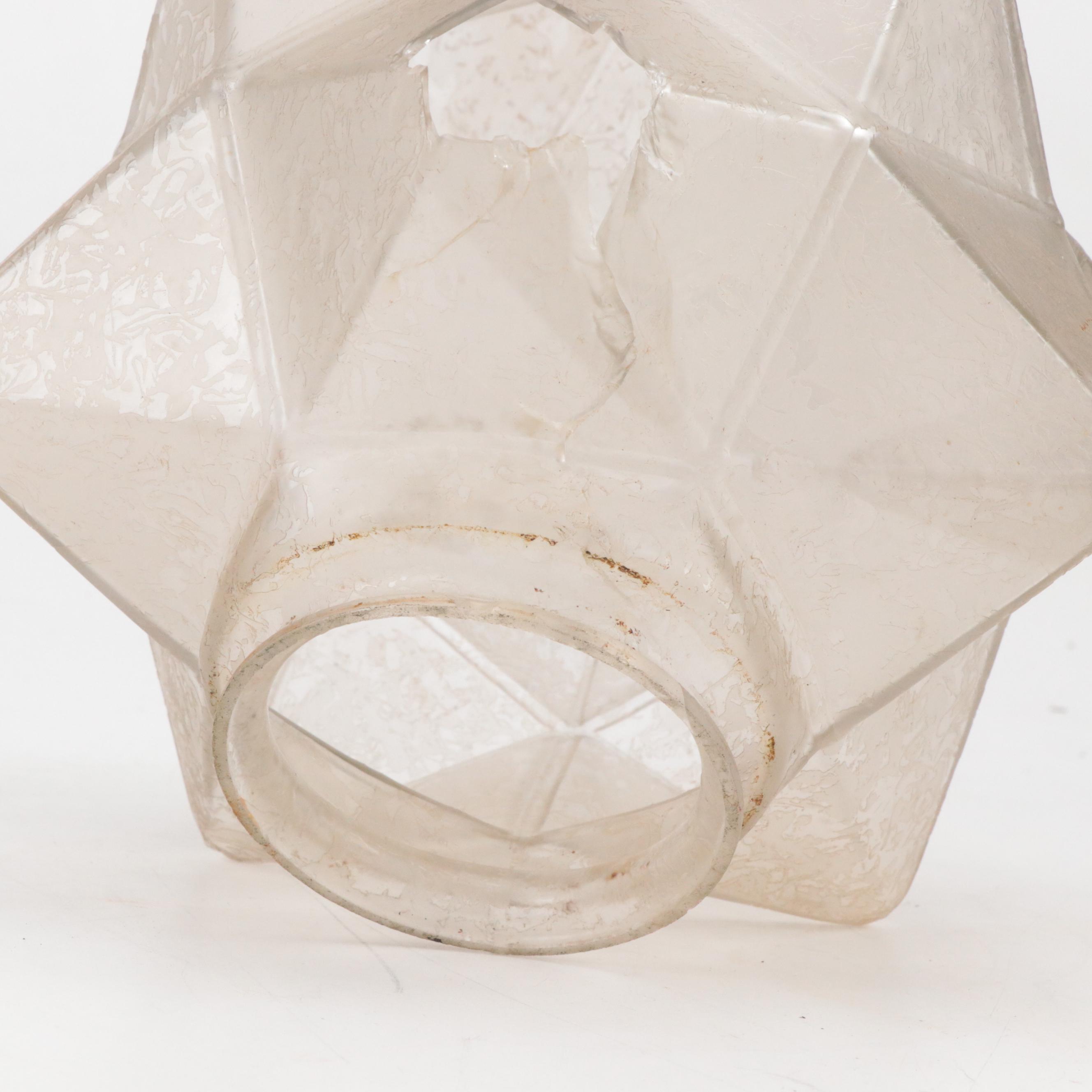 Czech Art Deco Painted Spelter Table Lamp with Glass Moravian Star Shade