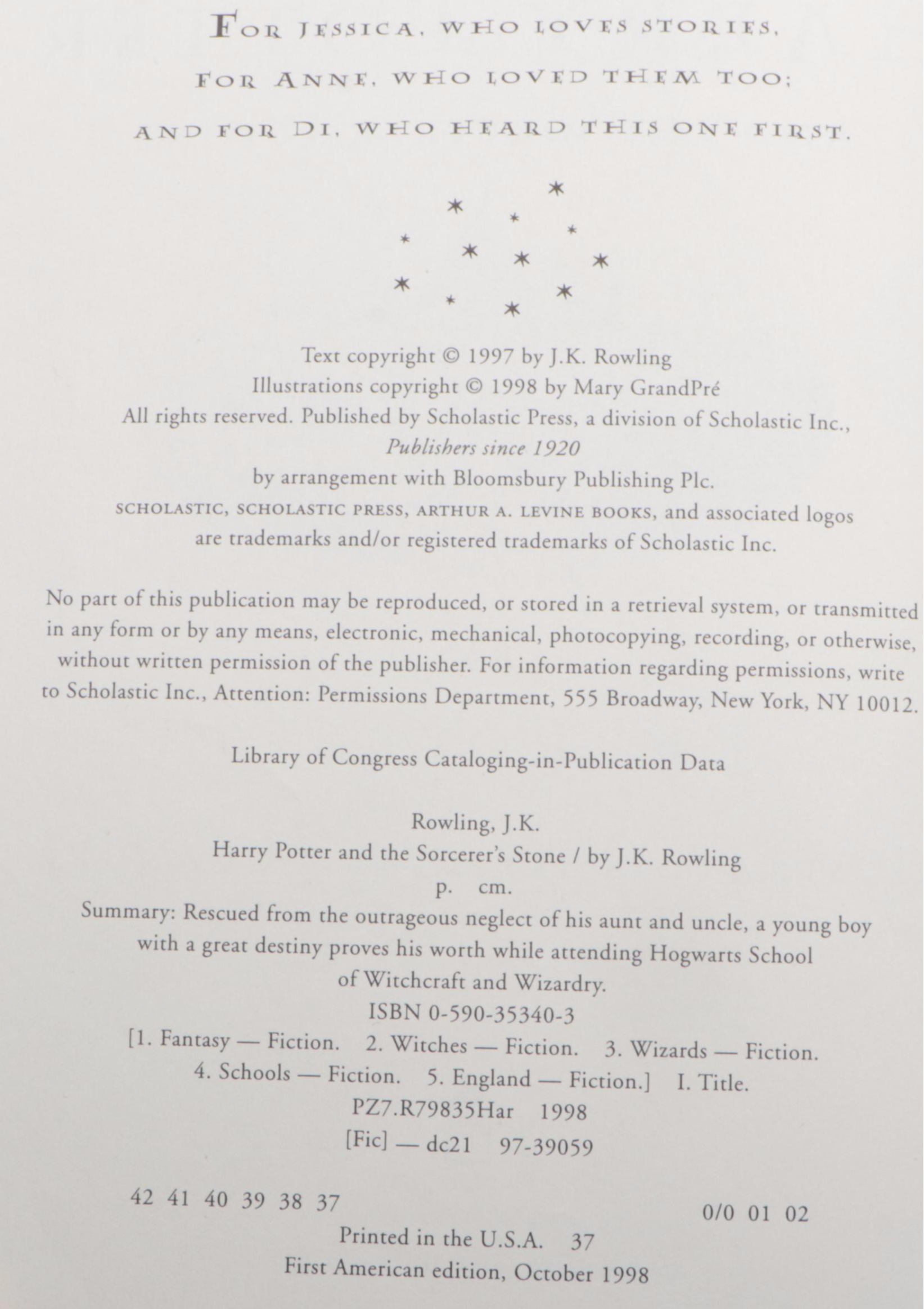 First American Edition "Harry Potter" Complete Set by J. K. Rowling