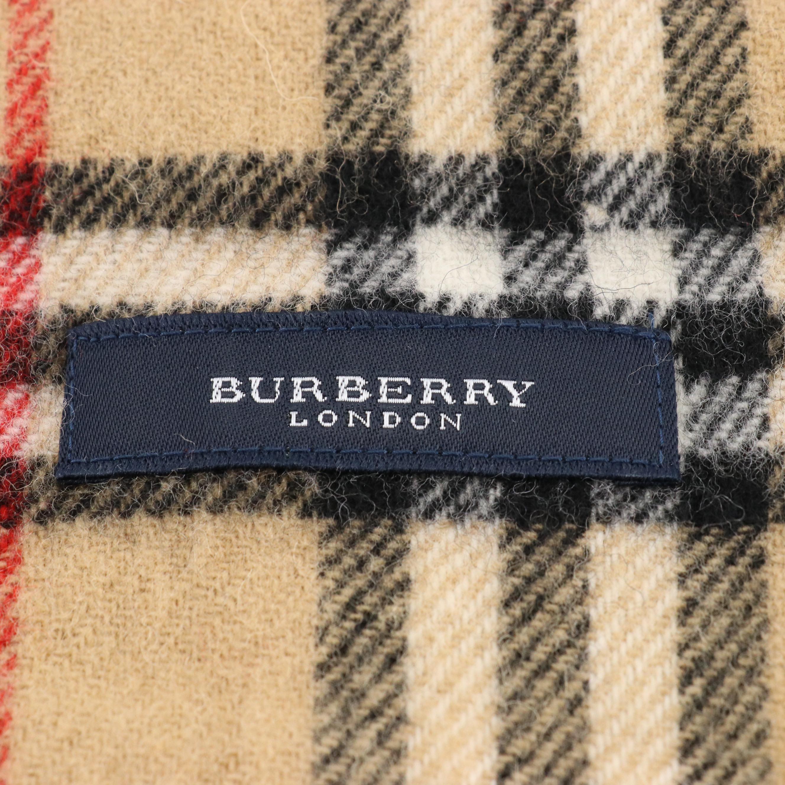 Burberrys Classic Equestrian Knight Logo House Check Wool Scarf/Shawl with Box