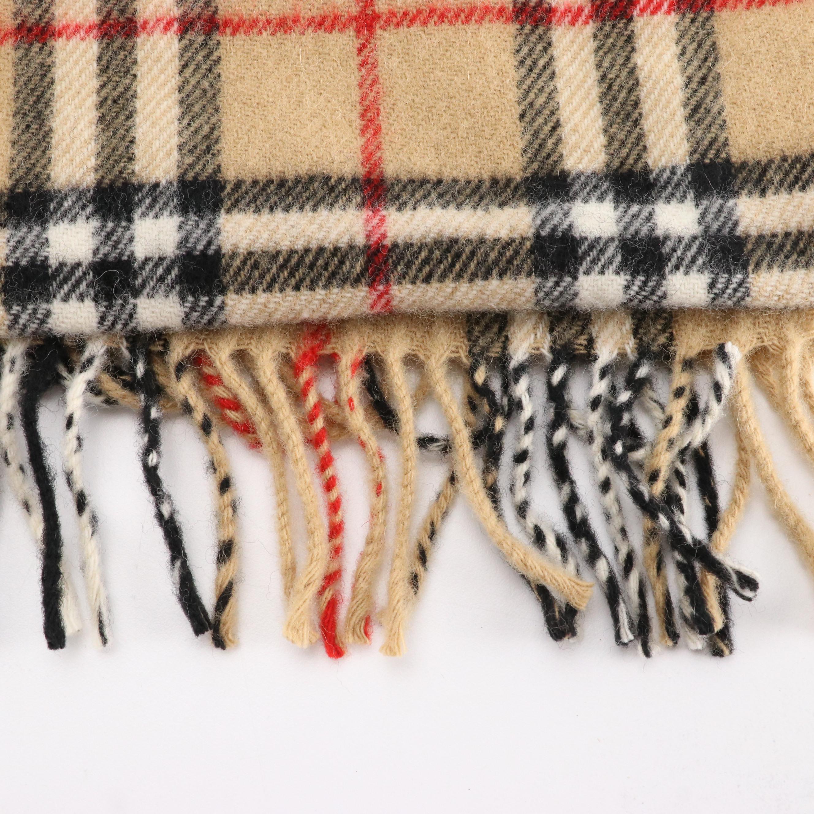 Burberrys Classic Equestrian Knight Logo House Check Wool Scarf/Shawl with Box