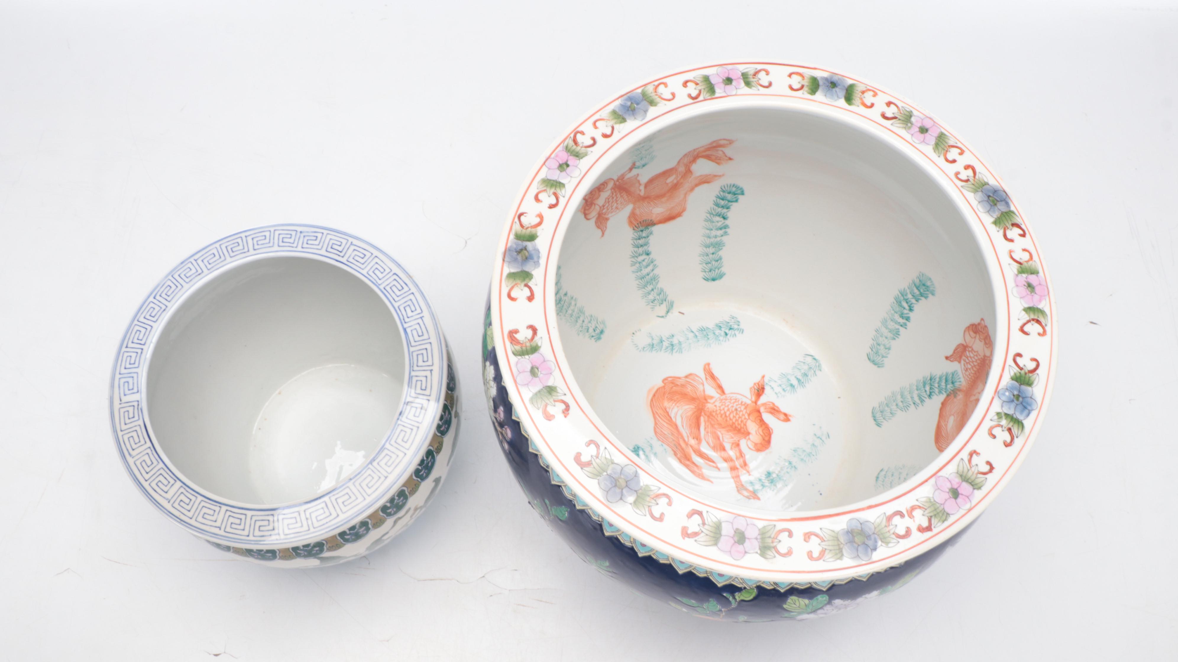 Chinese Porcelain Fishbowl Planters