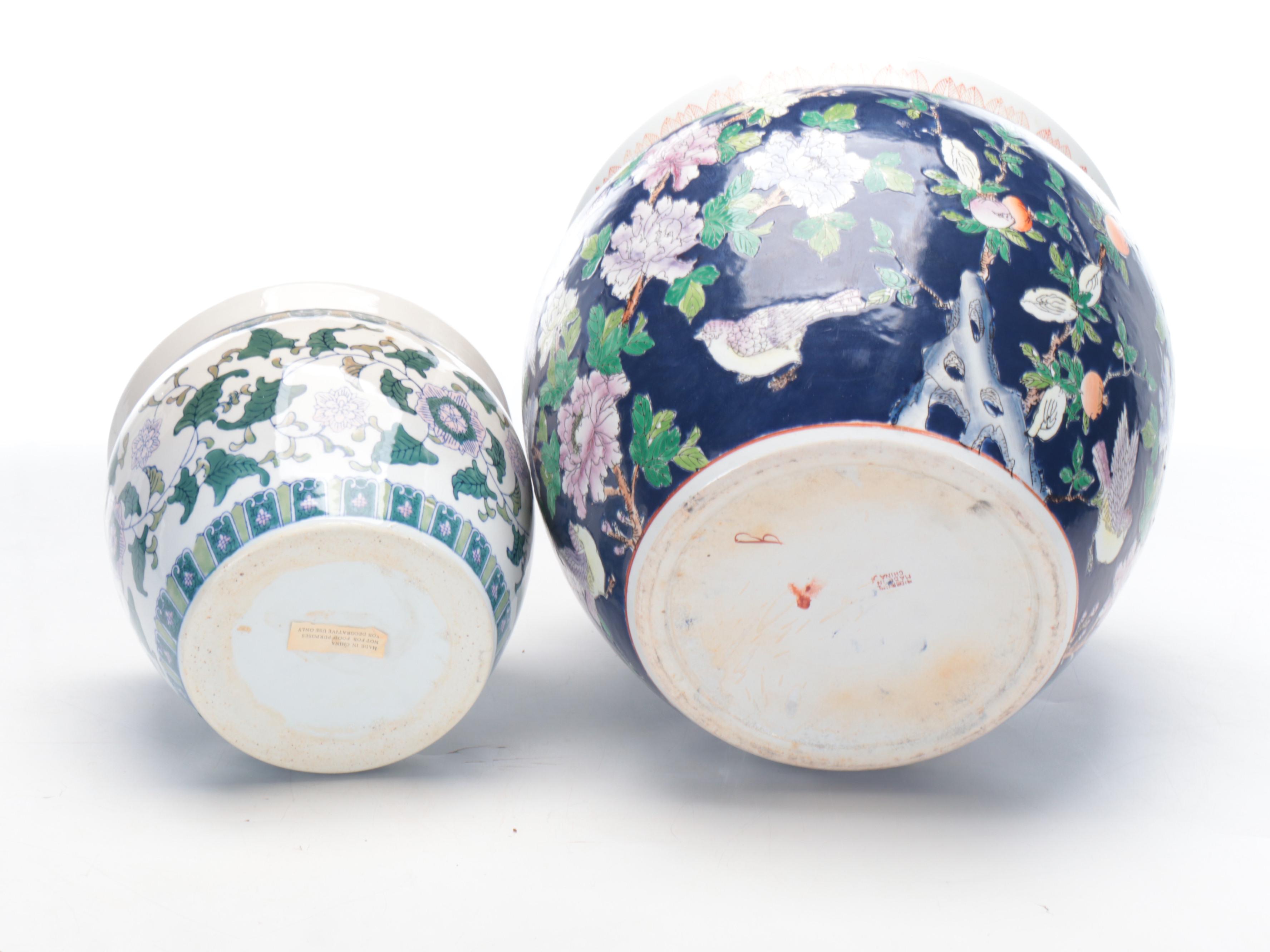 Chinese Porcelain Fishbowl Planters