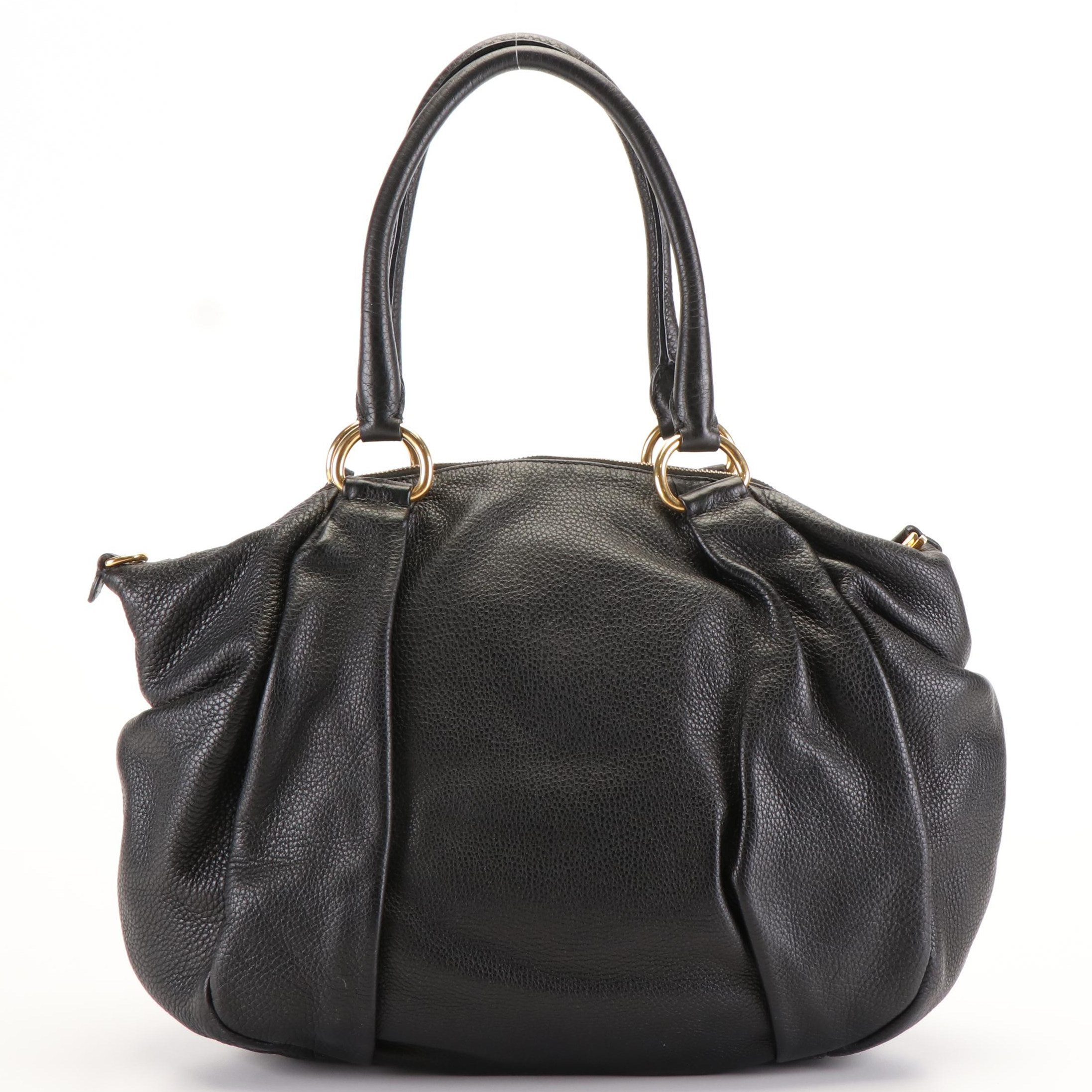 Prada Everyday Bag in Black Pebbled Leather