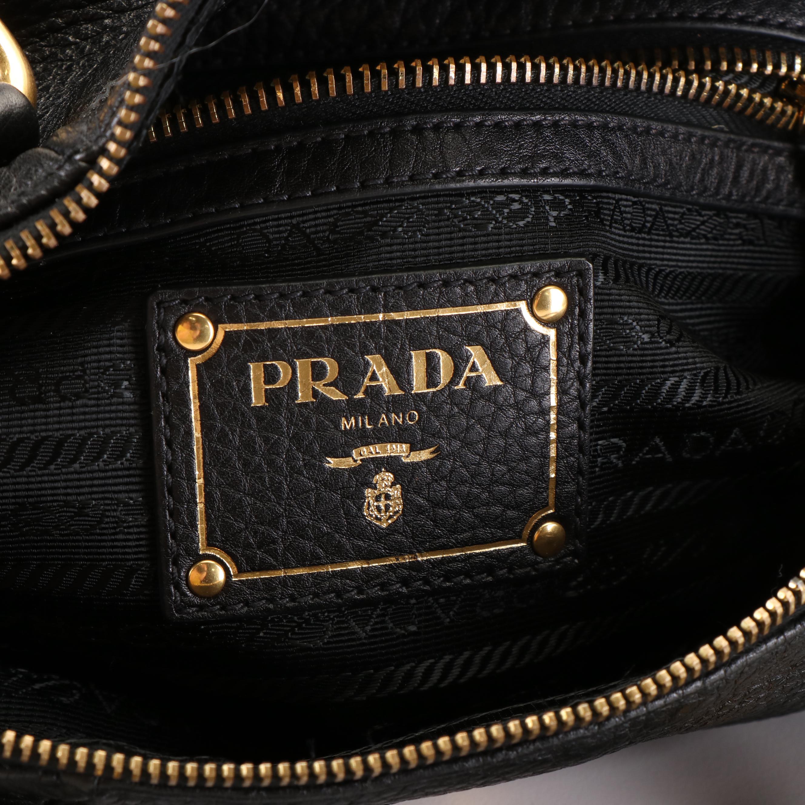 Prada Everyday Bag in Black Pebbled Leather